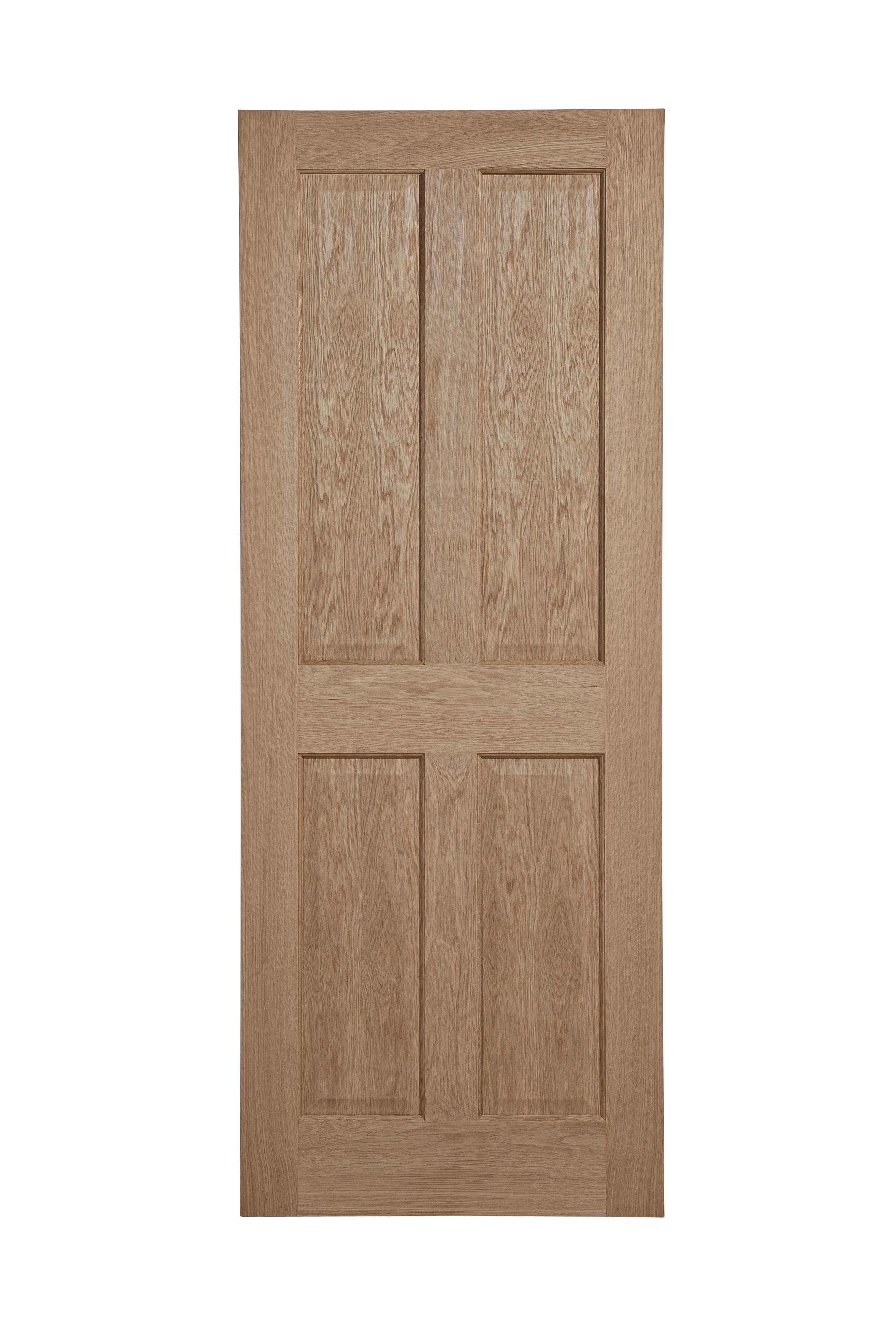 4 Panel Oak Veneer Internal Door, (H)2040mm (W)826mm | Departments ...