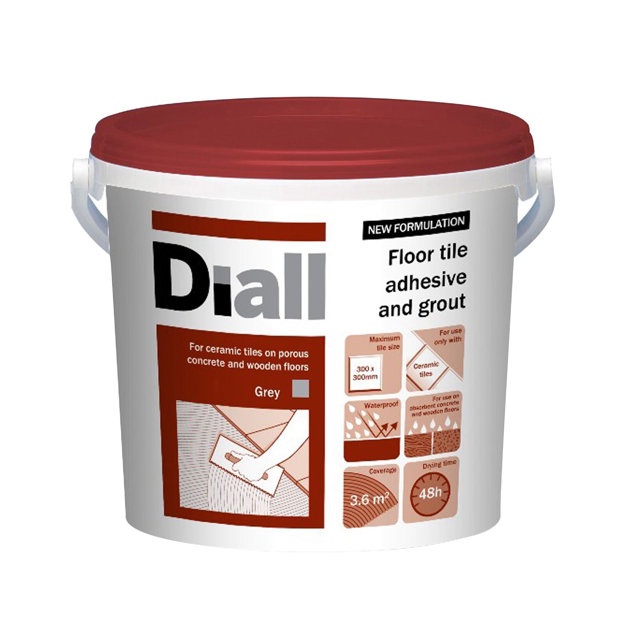 Diall Ready to Use Floor Tile Adhesive & Grout, Grey 14.6kg ...