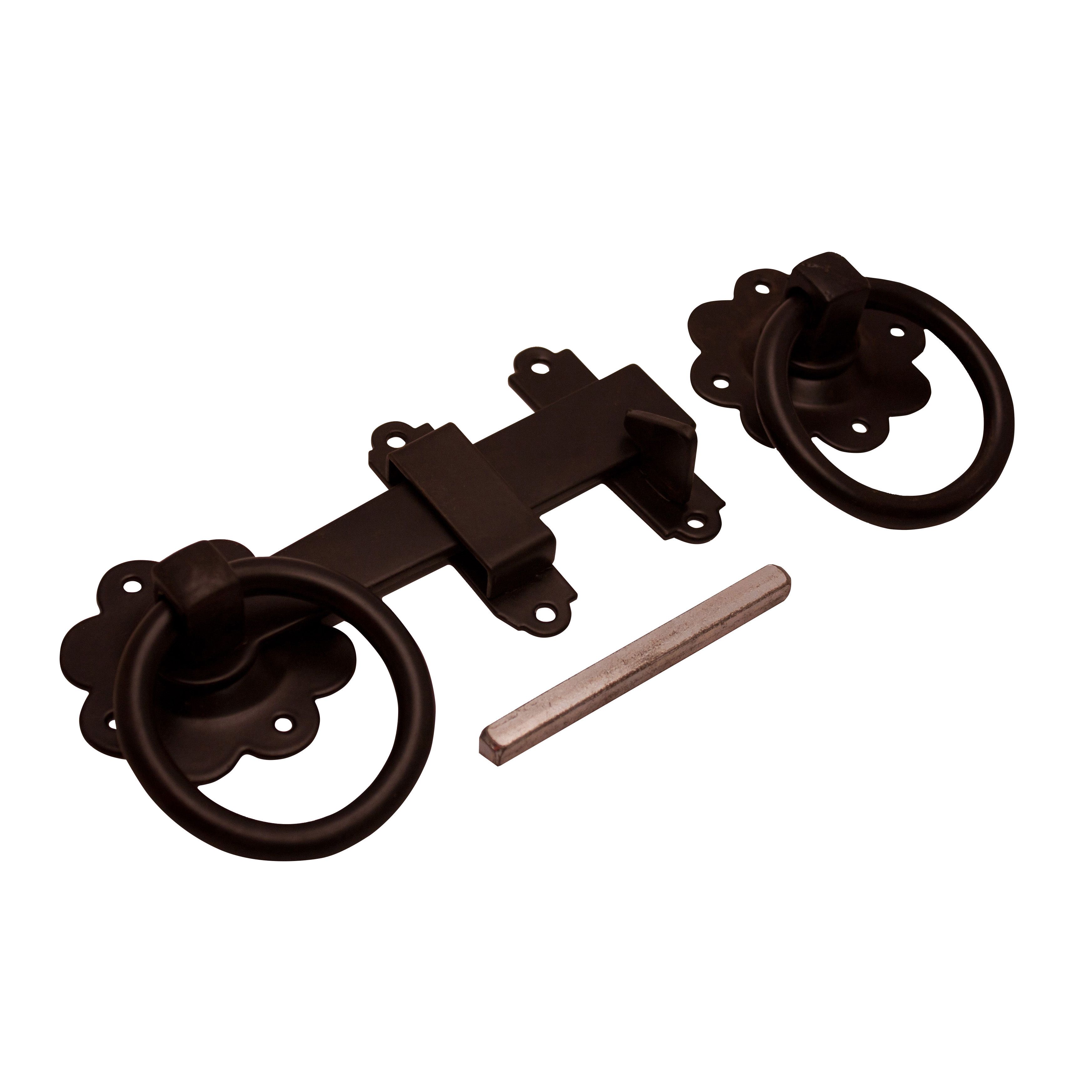 Blooma Black Steel Ring gate latch, (L)70mm Departments DIY at B&Q