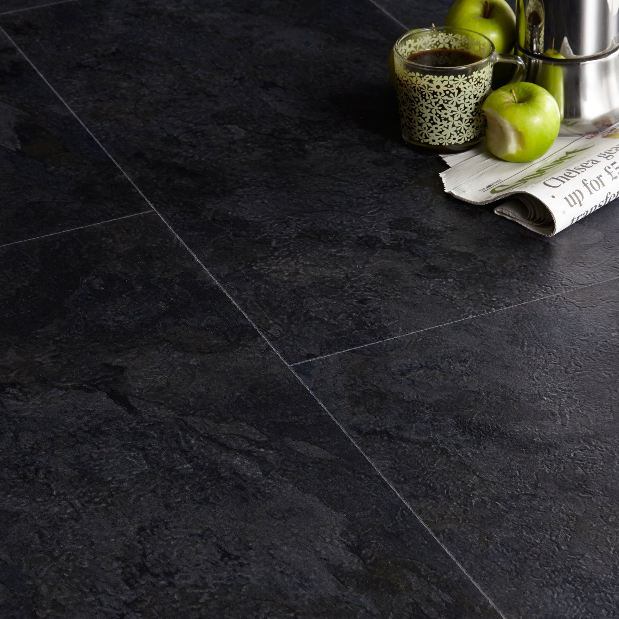 Colours Black Slate Effect Luxury Vinyl Click Flooring 1.49 m² Pack ...