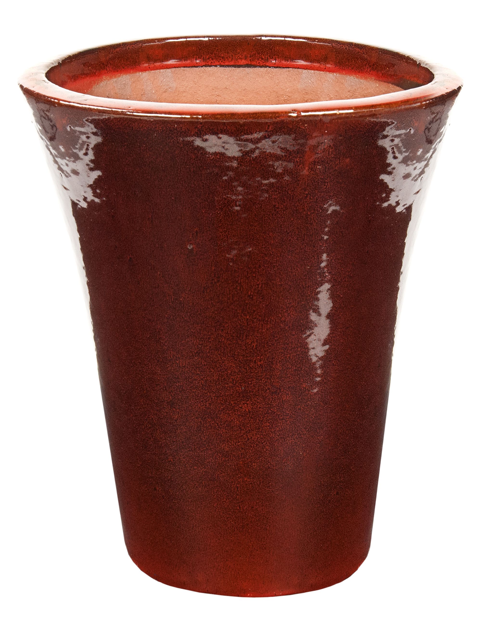 Basel Round Glazed Dark Red Brushed Plant Pot (H)23cm (Dia)24cm ...