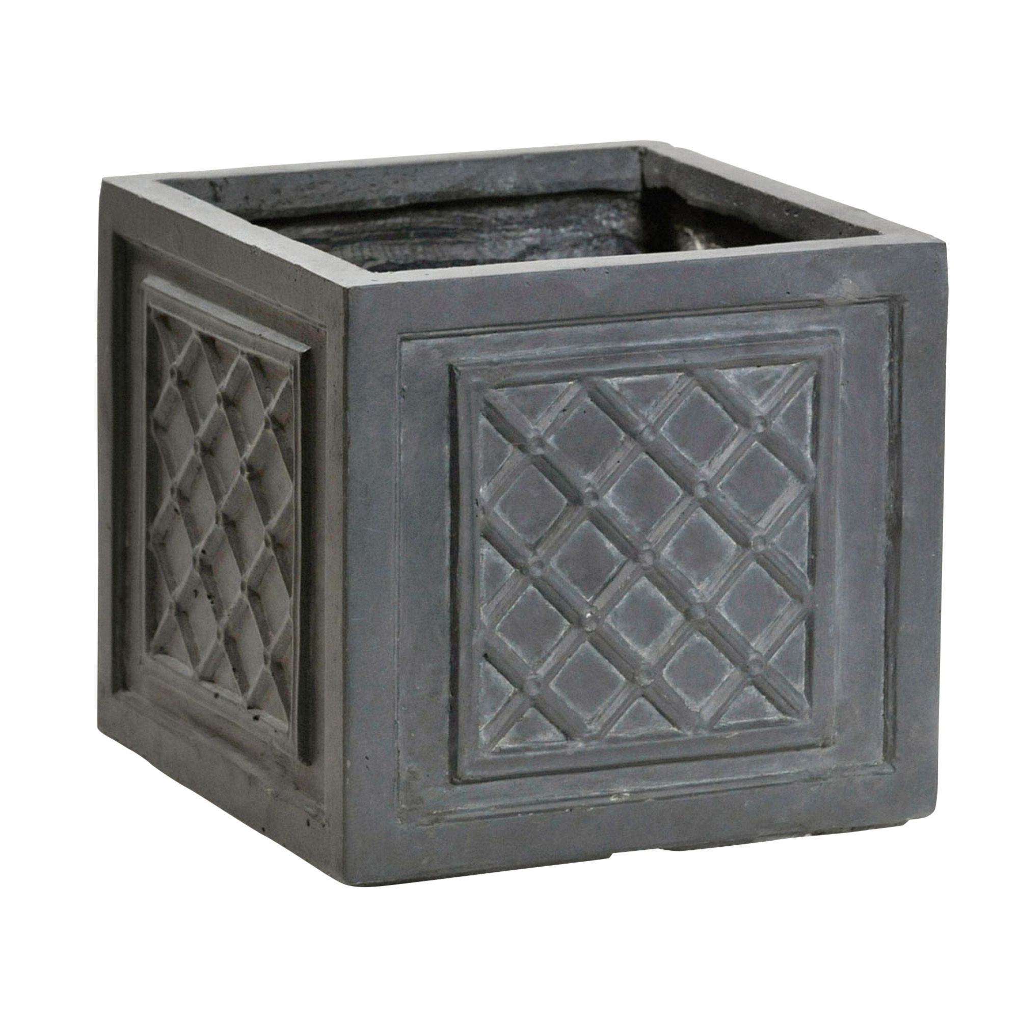 Loxley Square Grey Planter (H)350mm | Departments | DIY at B&Q