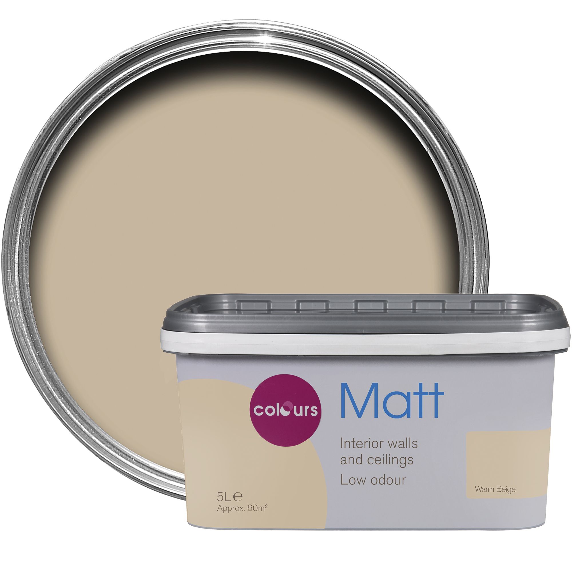 Colours Warm Beige Matt Emulsion paint 5L Departments DIY at B&Q