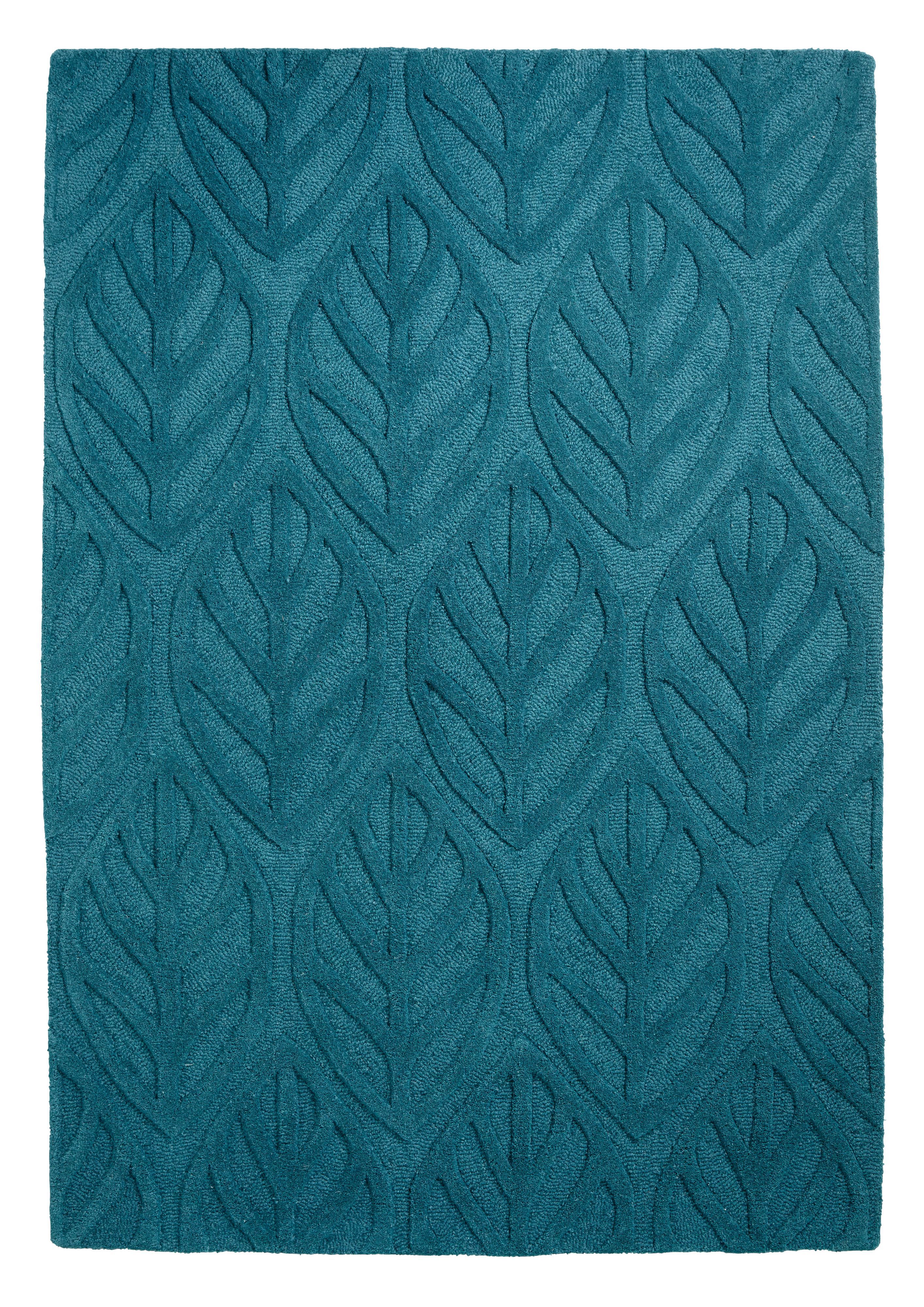Colours Tilly Turquoise Leaf Rug (L)1.7m (W)1.2m Departments DIY at B&Q