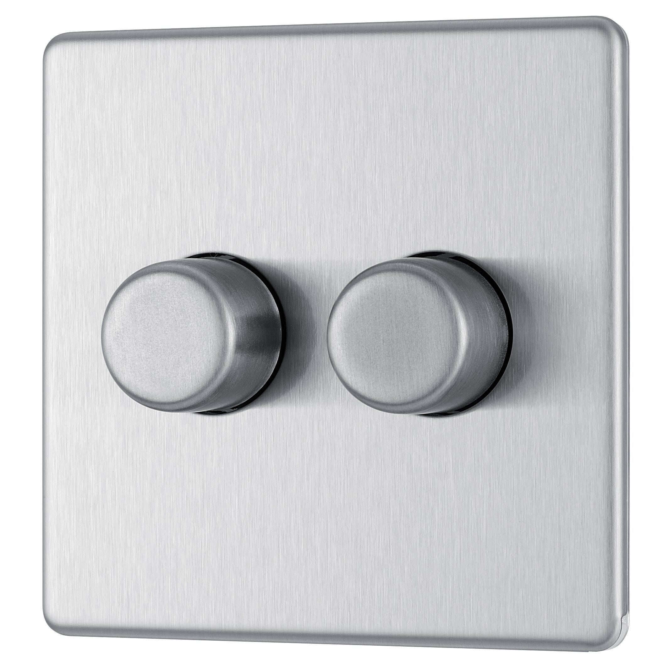 Colours Excellent 2Way Double Brushed steel Light switch Departments