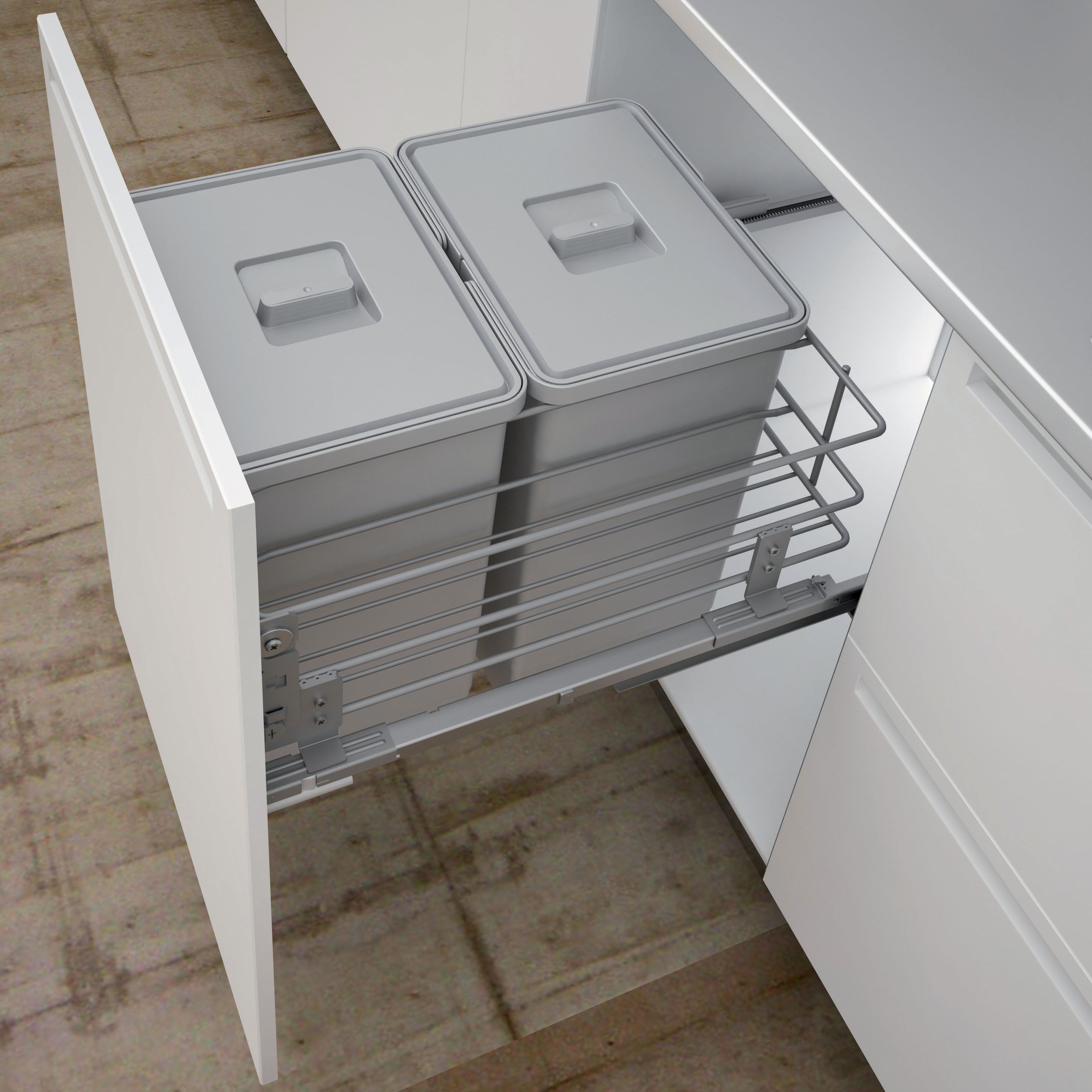 IT Kitchens Grey 500mm Integrated Pull-Out Kitchen Bins, 48L ...