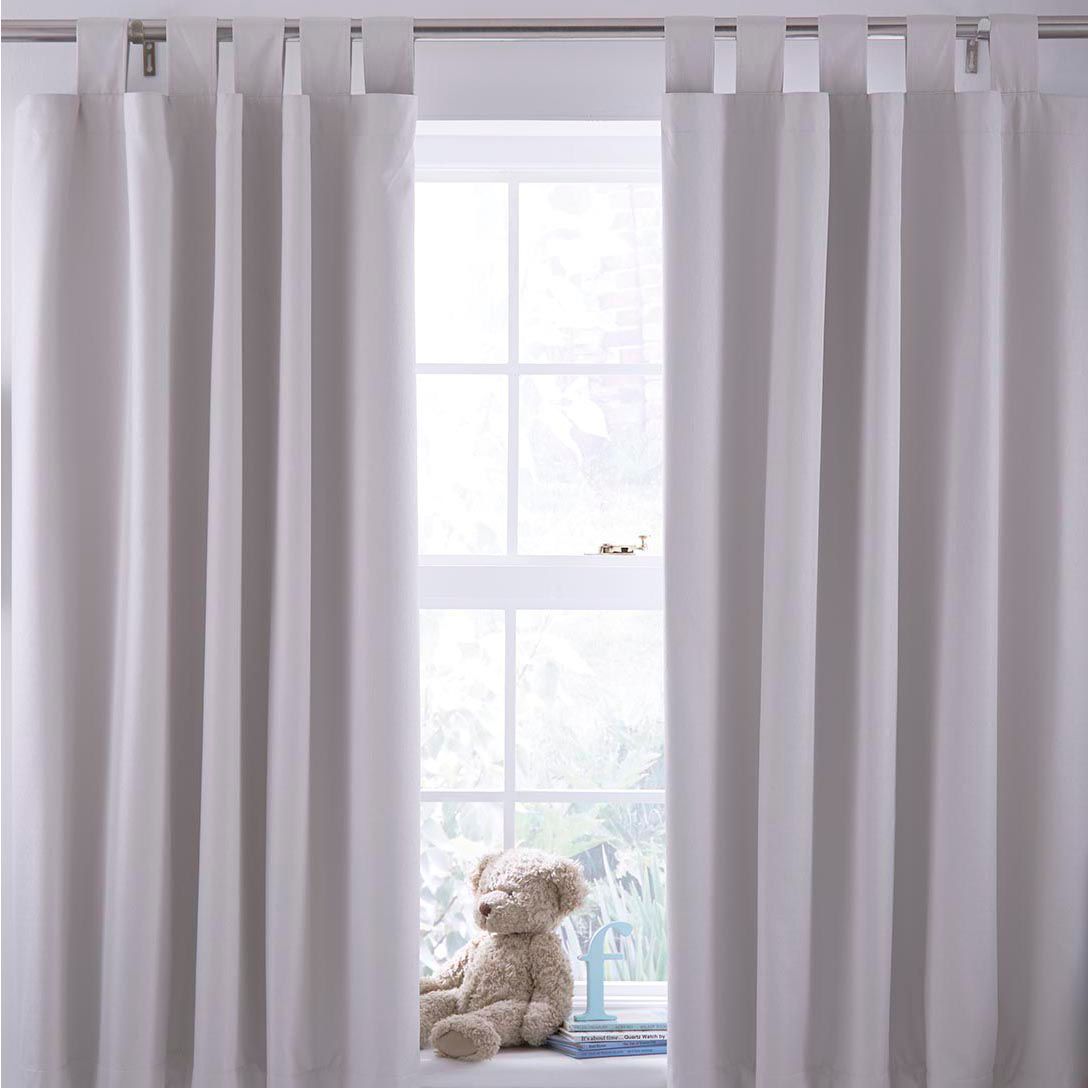 Cream Plain Blackout Tab Top Curtains W 168cm L 137cm Pair