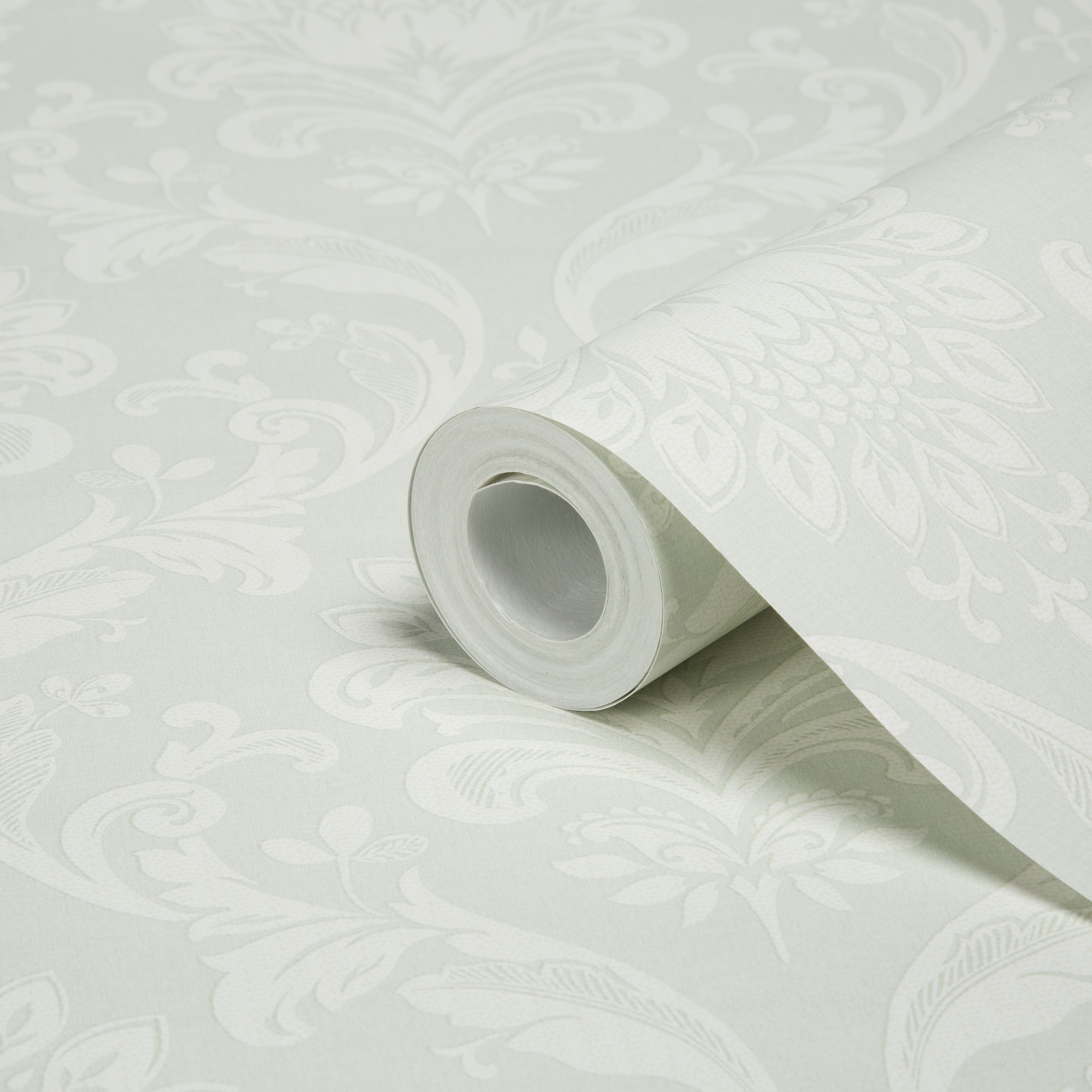 Colours Lace Apple Green Damask Wallpaper Departments DIY at B&Q