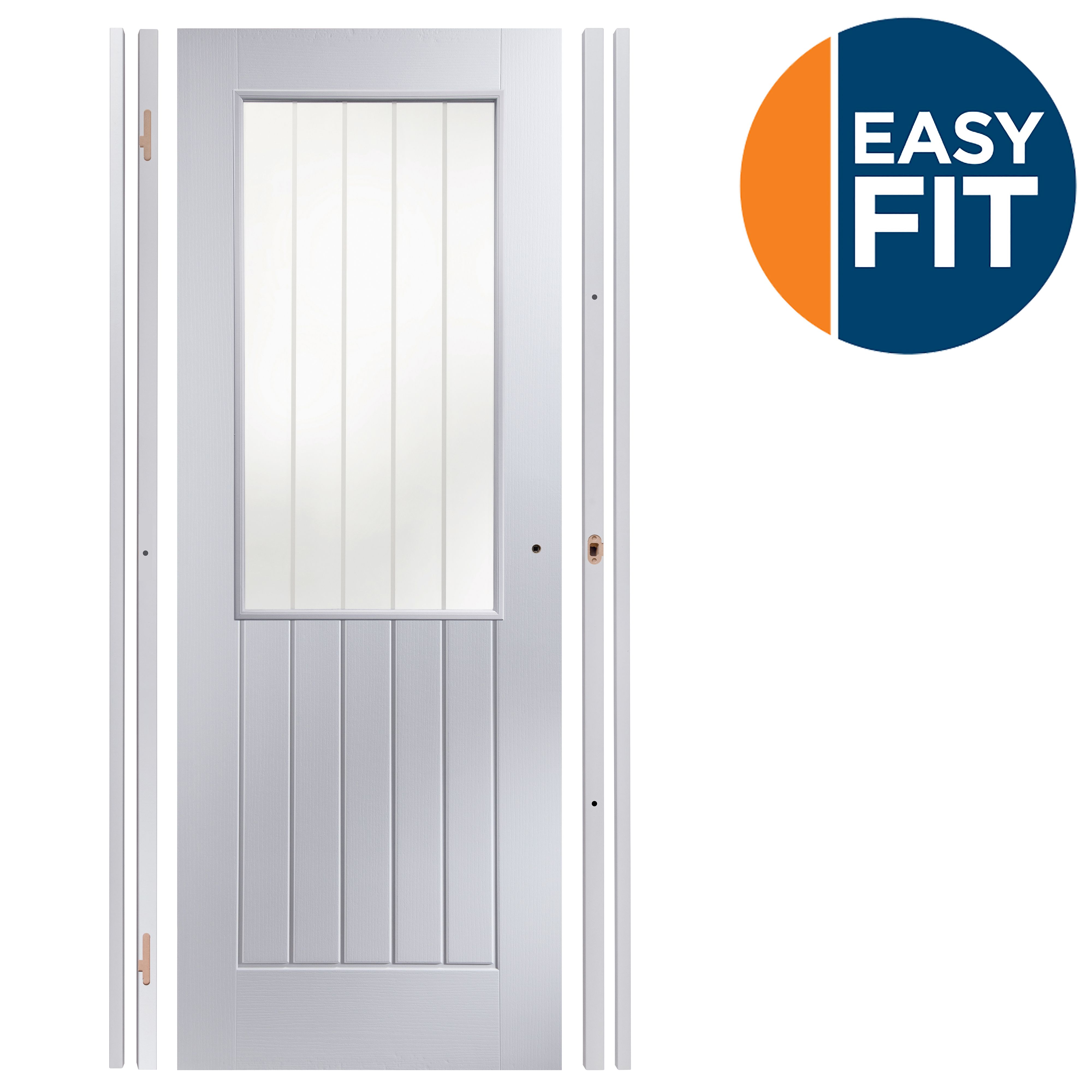 Easy Fit Glazed Cottage Pre Painted White Adjustable Internal Door