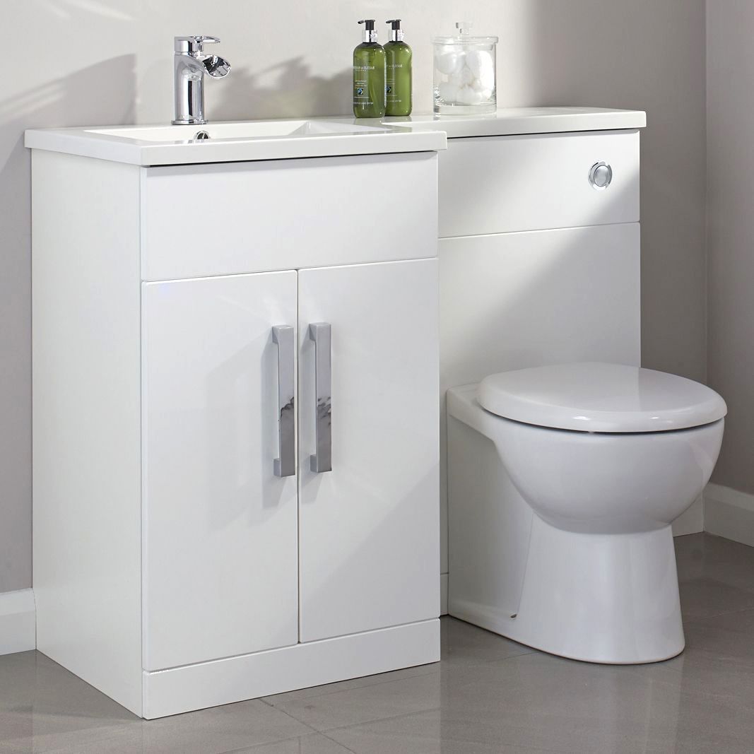 Cooke & Lewis Ardesio Gloss White LH Vanity & Toilet Pack | Departments