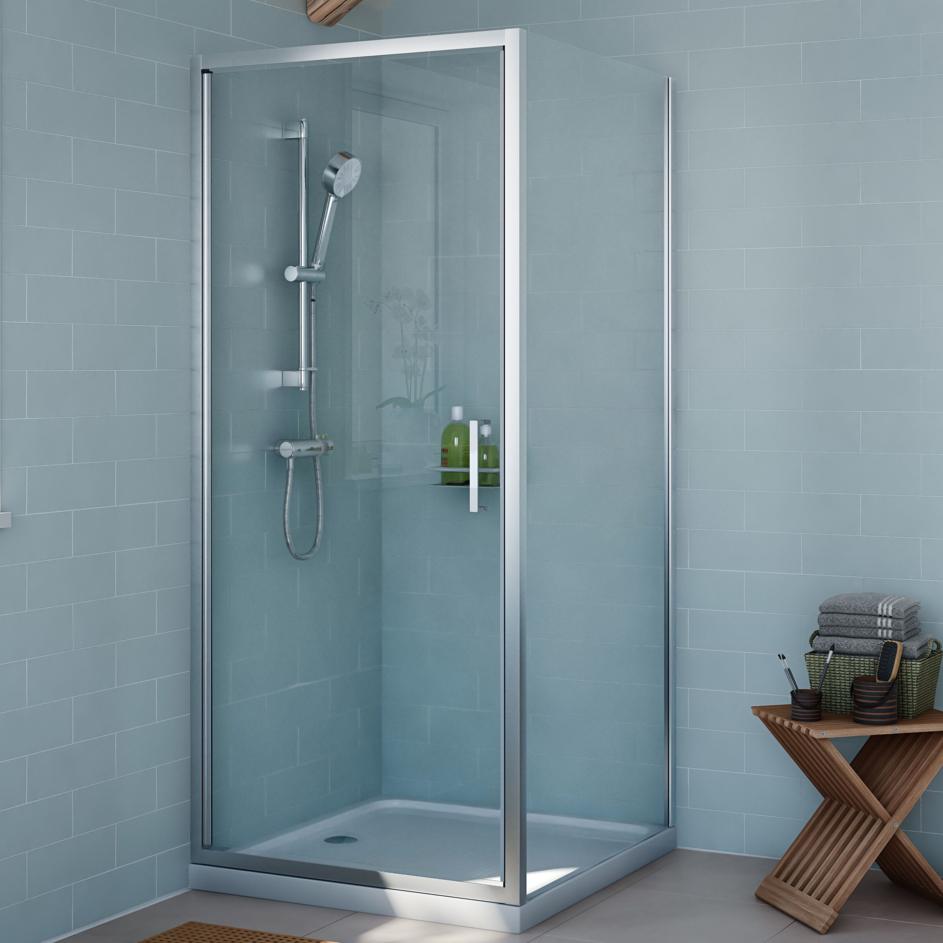 Cooke & Lewis Exuberance Square Shower enclosure with Hinged door (W ...