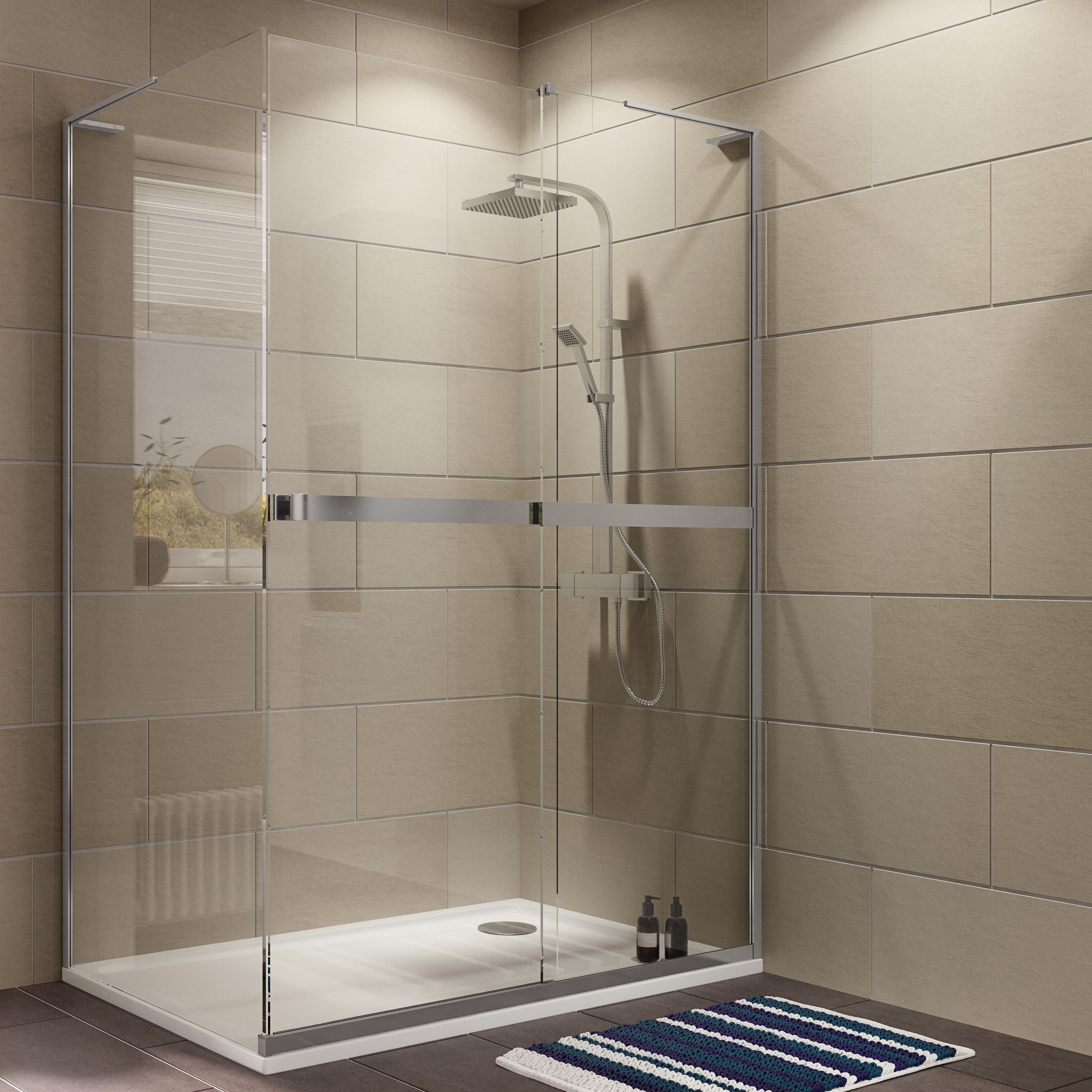 Cooke & Lewis Grandeur Rectangular Shower Enclosure with Single Sliding