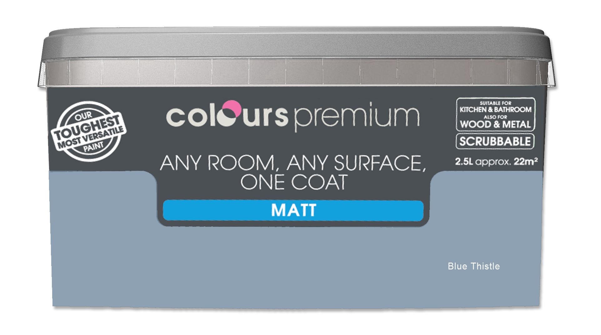 Colours Premium Blue Thistle Matt Emulsion Paint 2.5L | Departments ...
