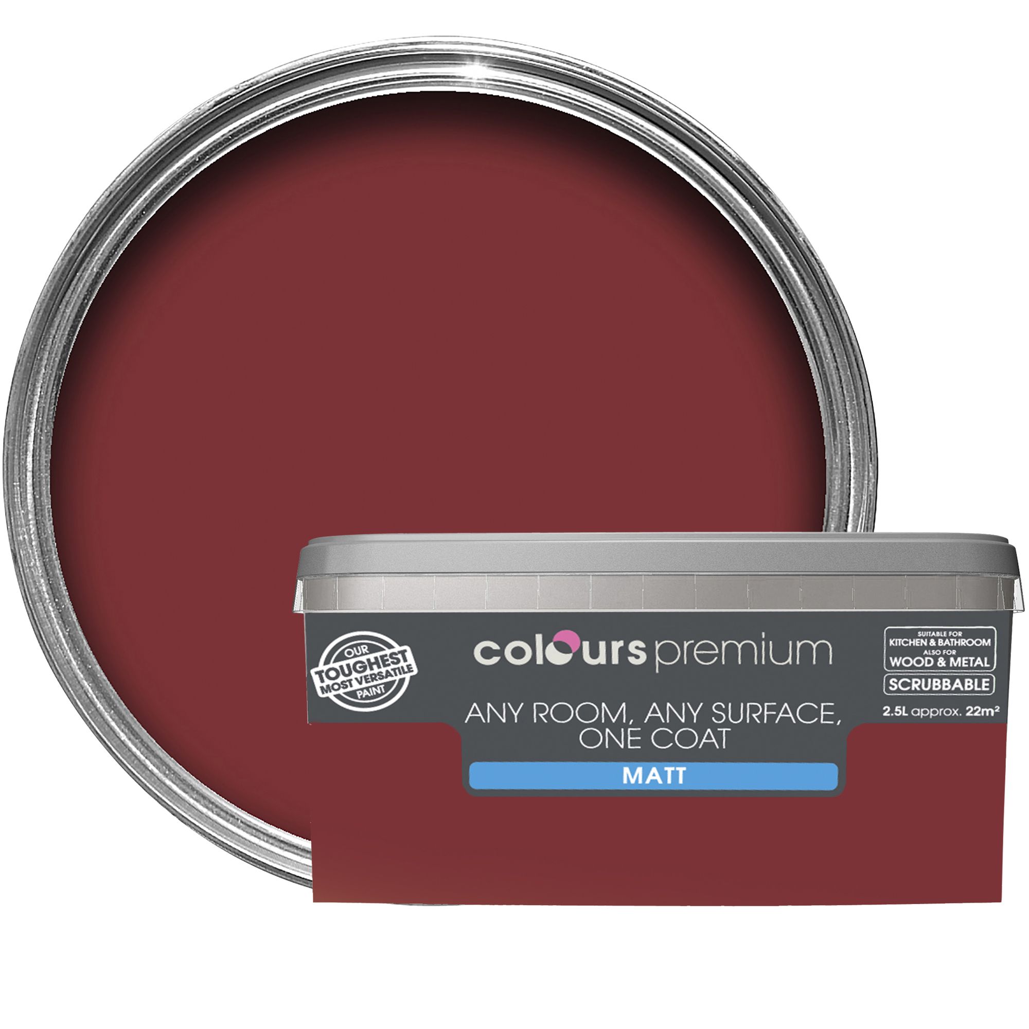 Colours Premium Classic red Matt Emulsion paint 2.5L Departments