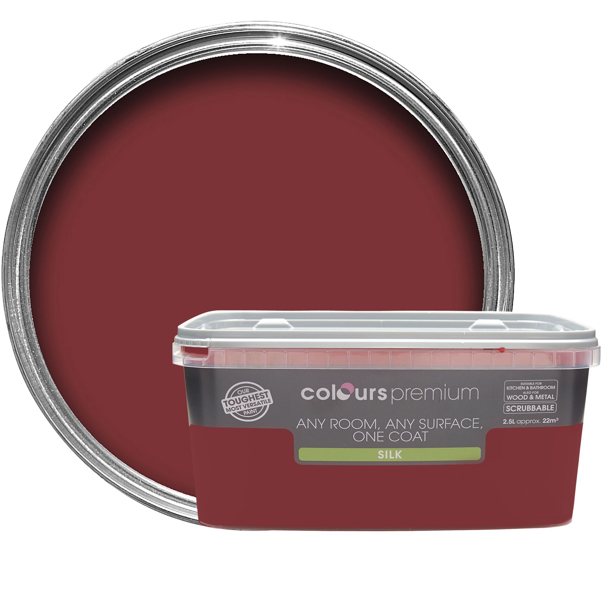 Colours Premium Classic red Silk Emulsion paint 2.5L Departments