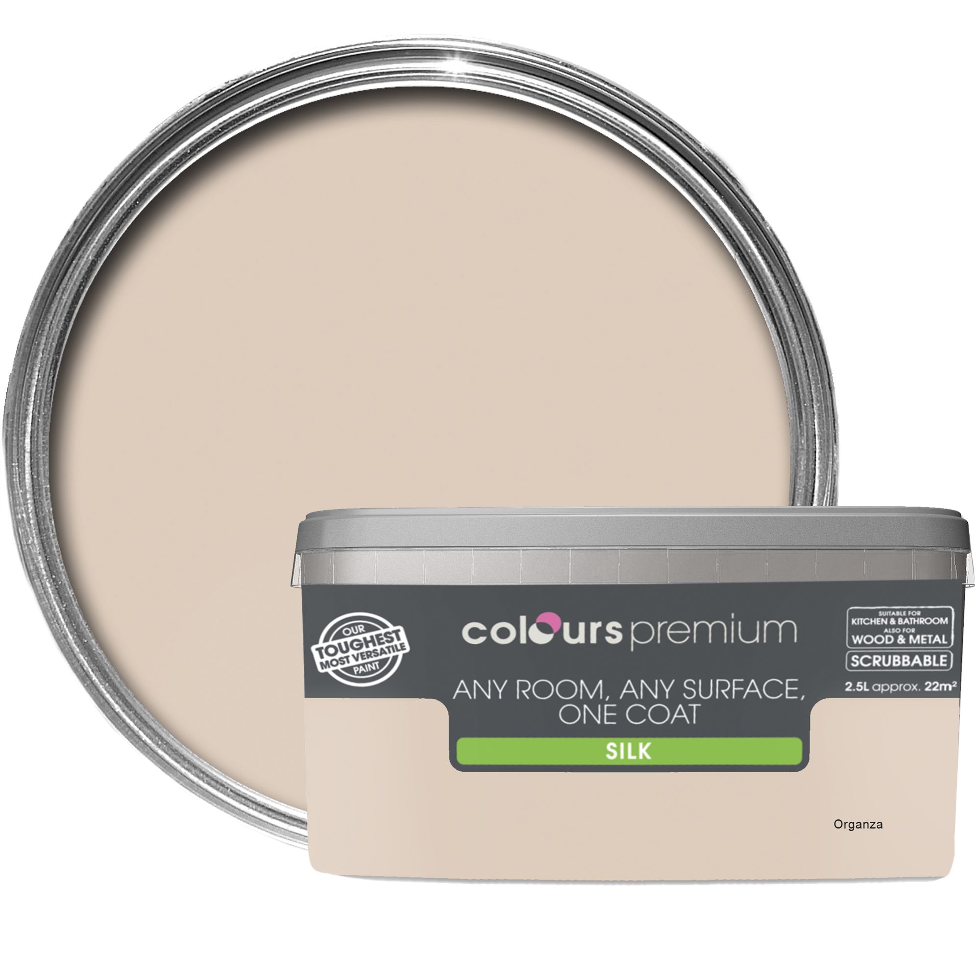 Colours Premium Organza Silk Emulsion paint 2.5L Departments DIY at B&Q