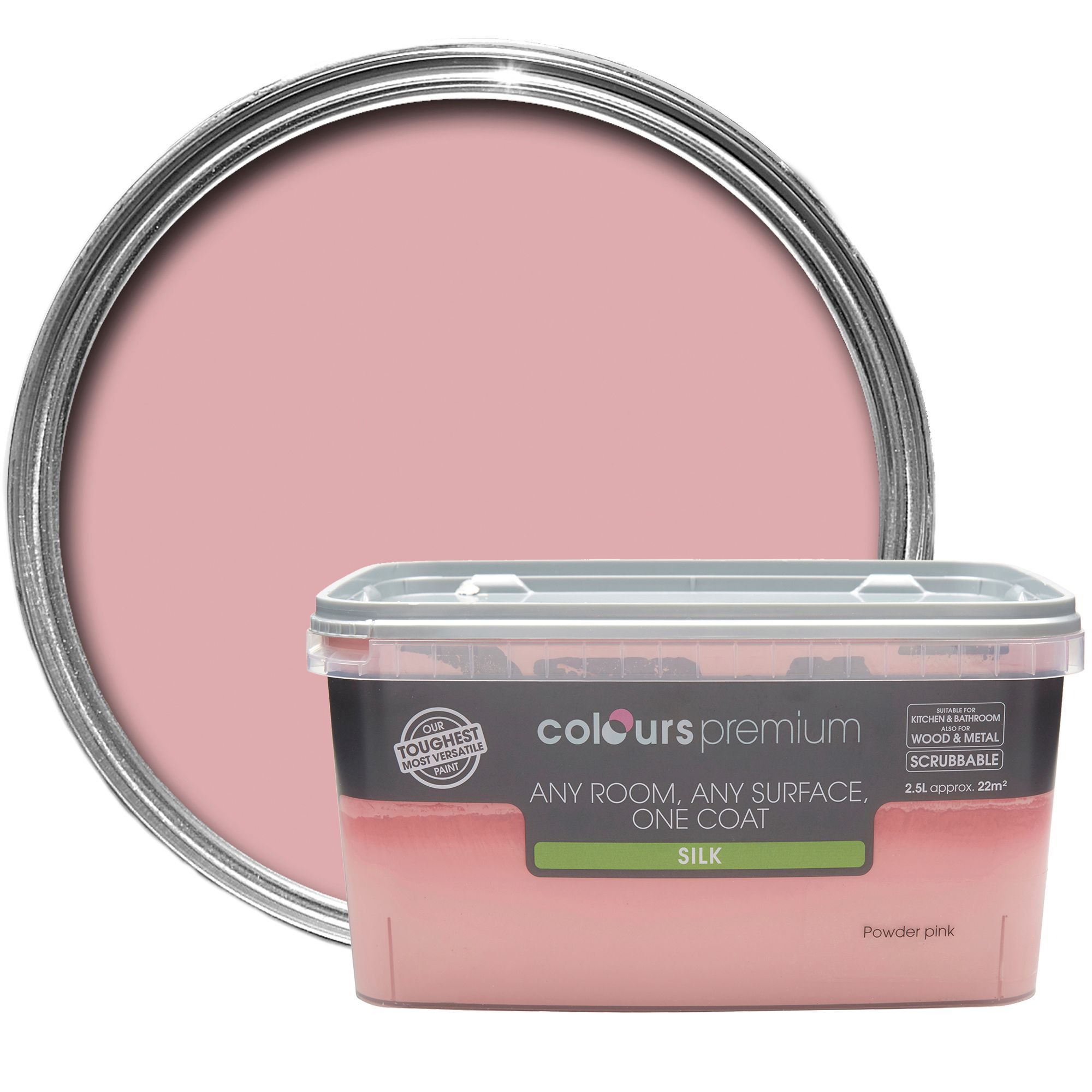 Colours Premium Powder pink Silk Emulsion paint 2.5L Departments