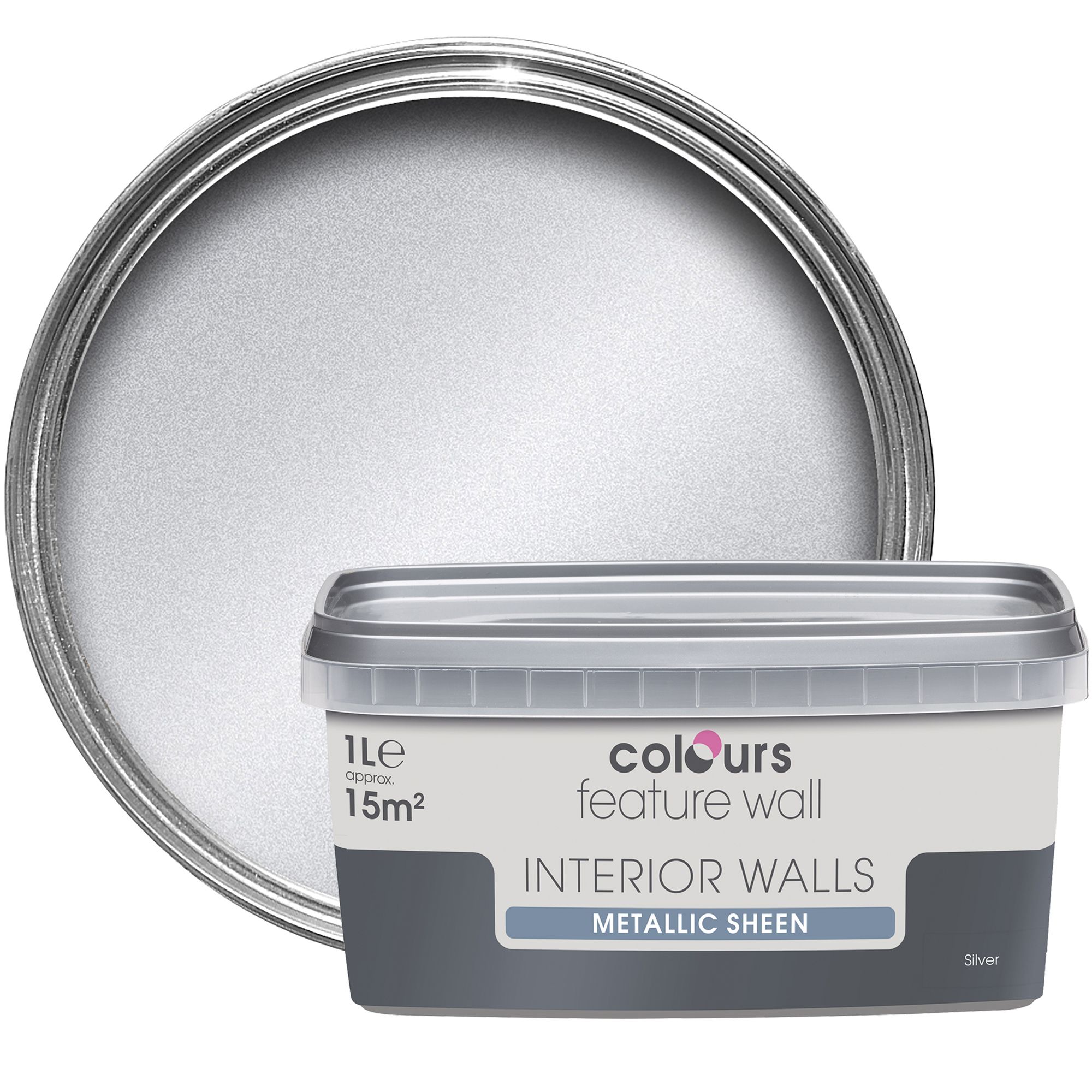 Colours Feature Wall Silver Effect Emulsion Paint 1 L Departments