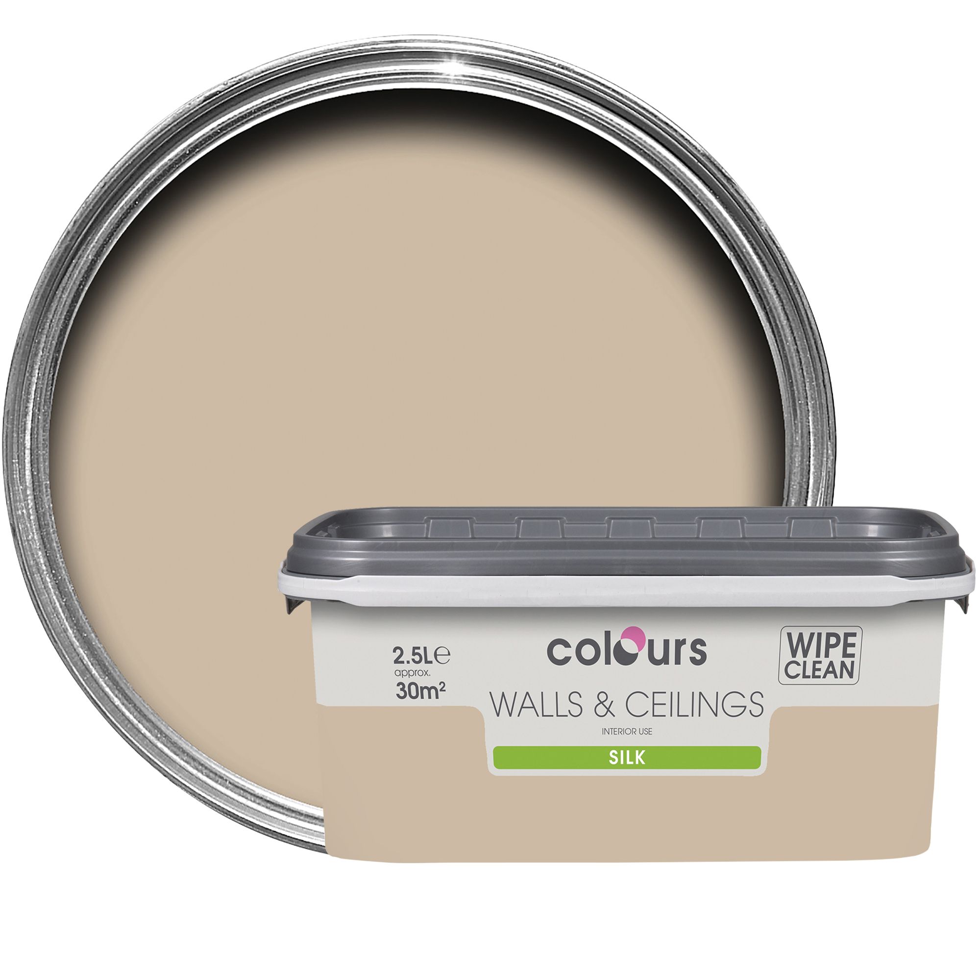 Colours Standard Taupe Silk Emulsion paint 2.5L Departments DIY at B&Q