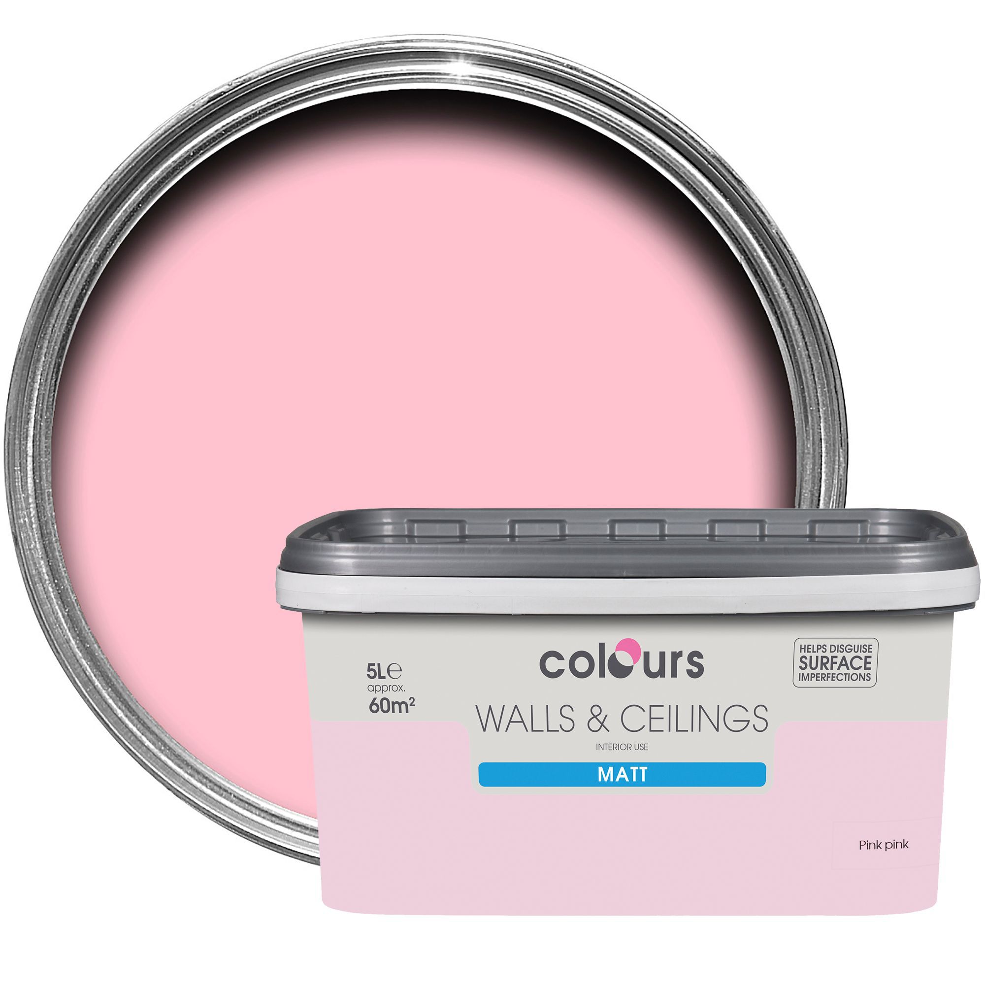 Colours Standard Pink pink Matt Emulsion paint 5L Departments DIY