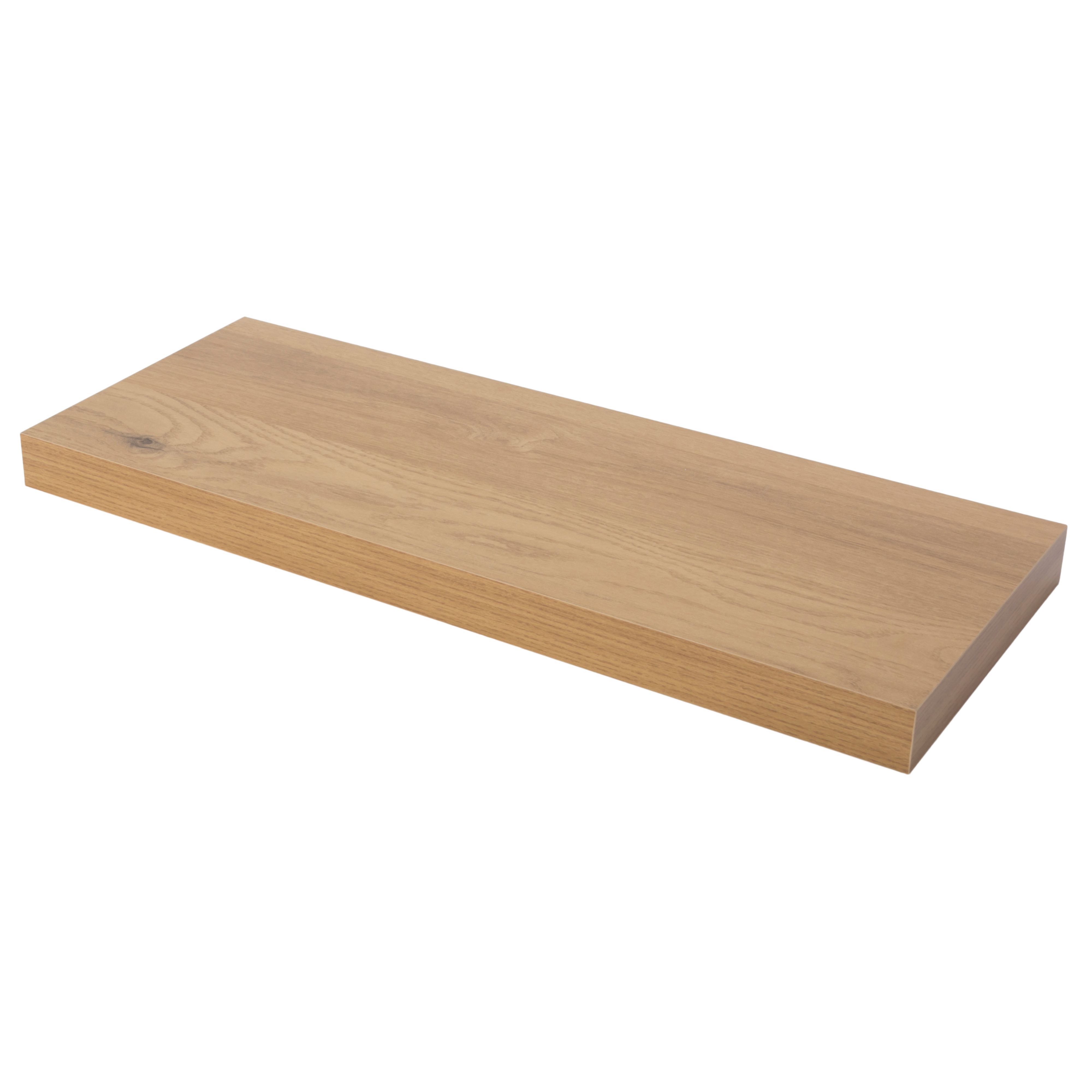 Natural Oak effect Floating Shelf (L)602mm (D)237mm Departments DIY