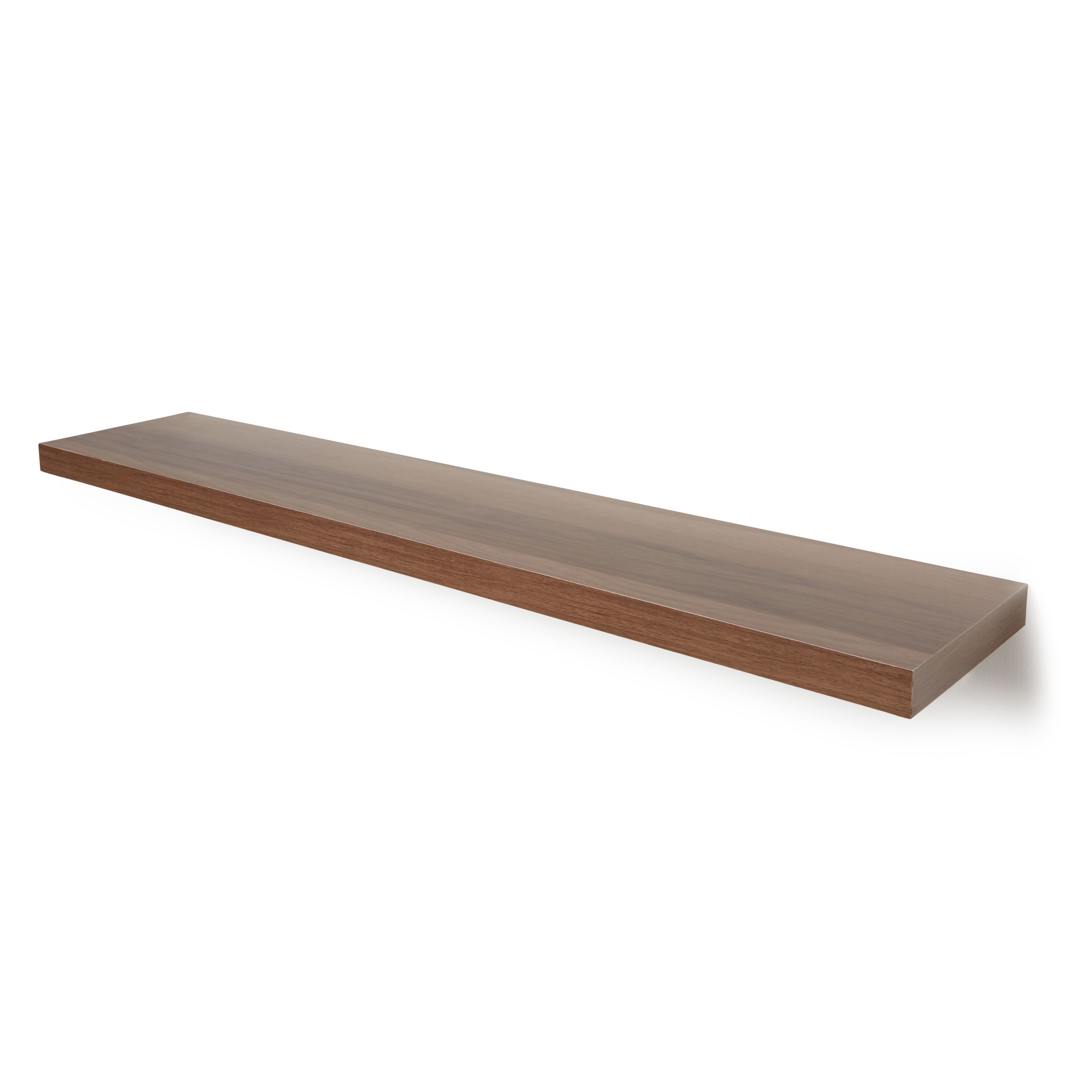 Natural Walnut effect Floating Shelf (L)1182mm (D)237mm Departments