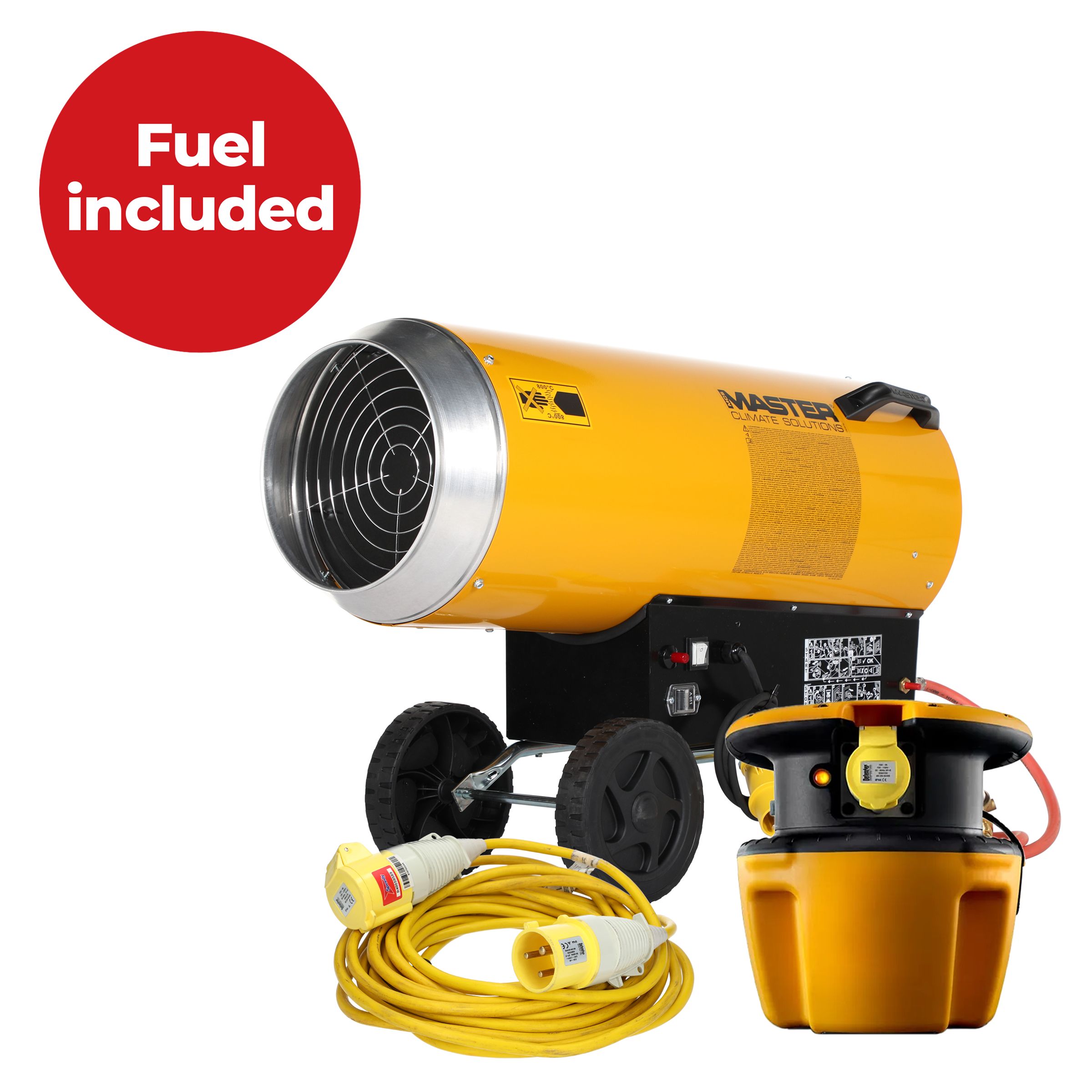 53kW 110V Propane Air heater bundle - Weekend hire