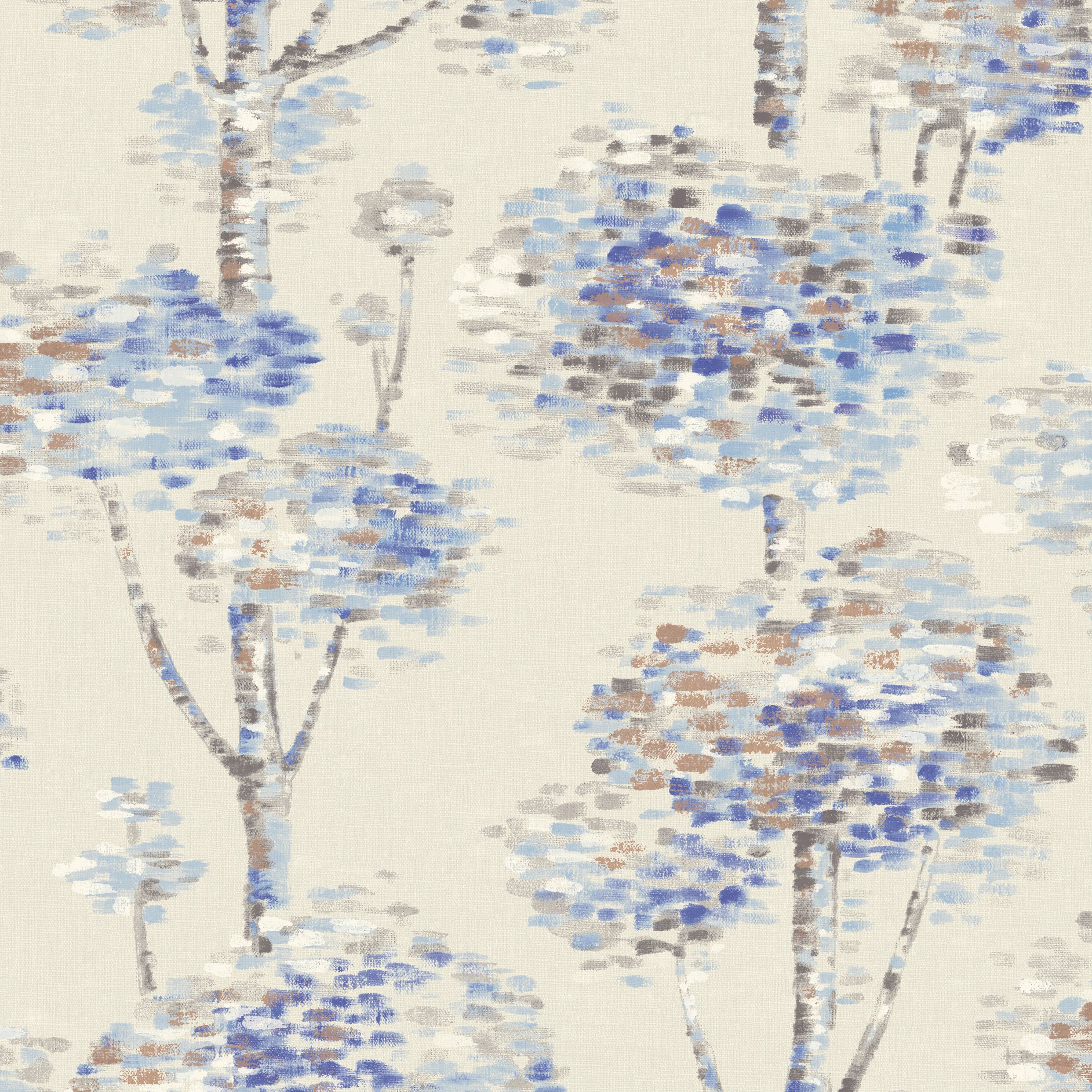 Wall Fashion Painterly Blue Tree Wallpaper Departments DIY at B&Q