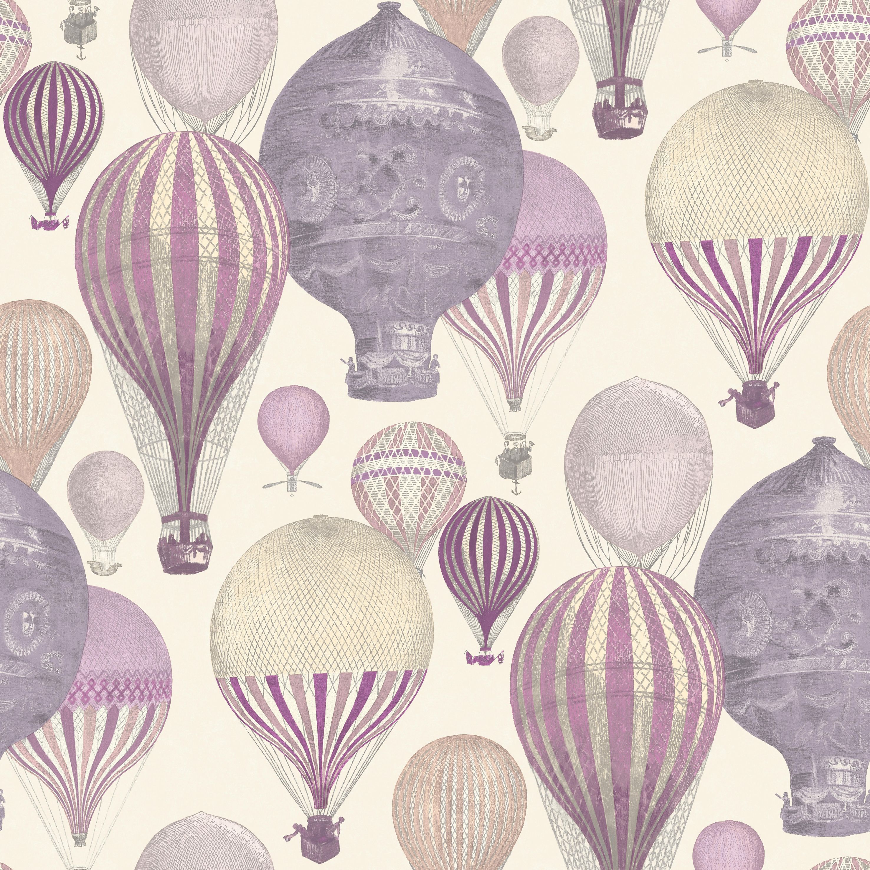 Ideco Home Laurent Pink & purple Hot air balloon Wallpaper ...