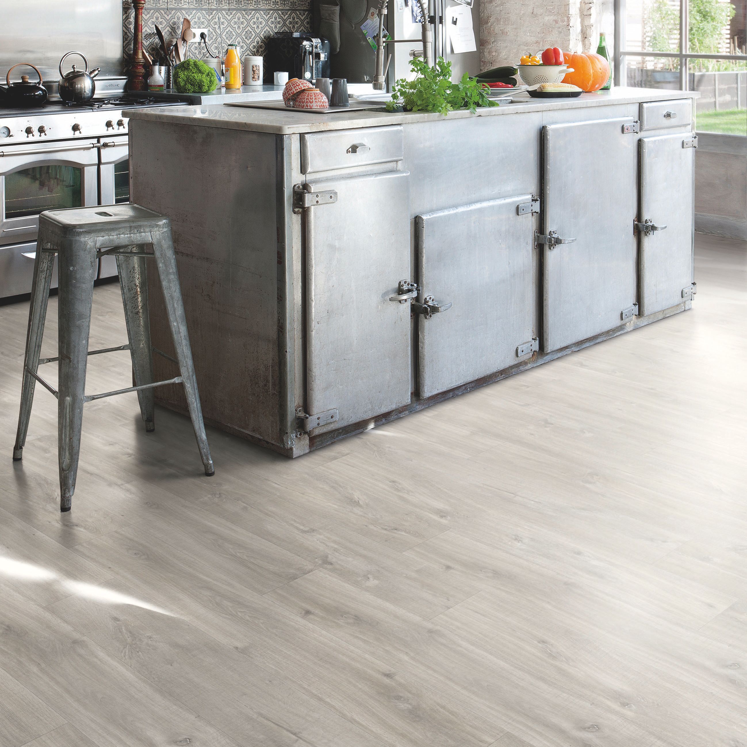 Quick Step Grey Luxury Vinyl Flooring Tile Departments Diy At B Q