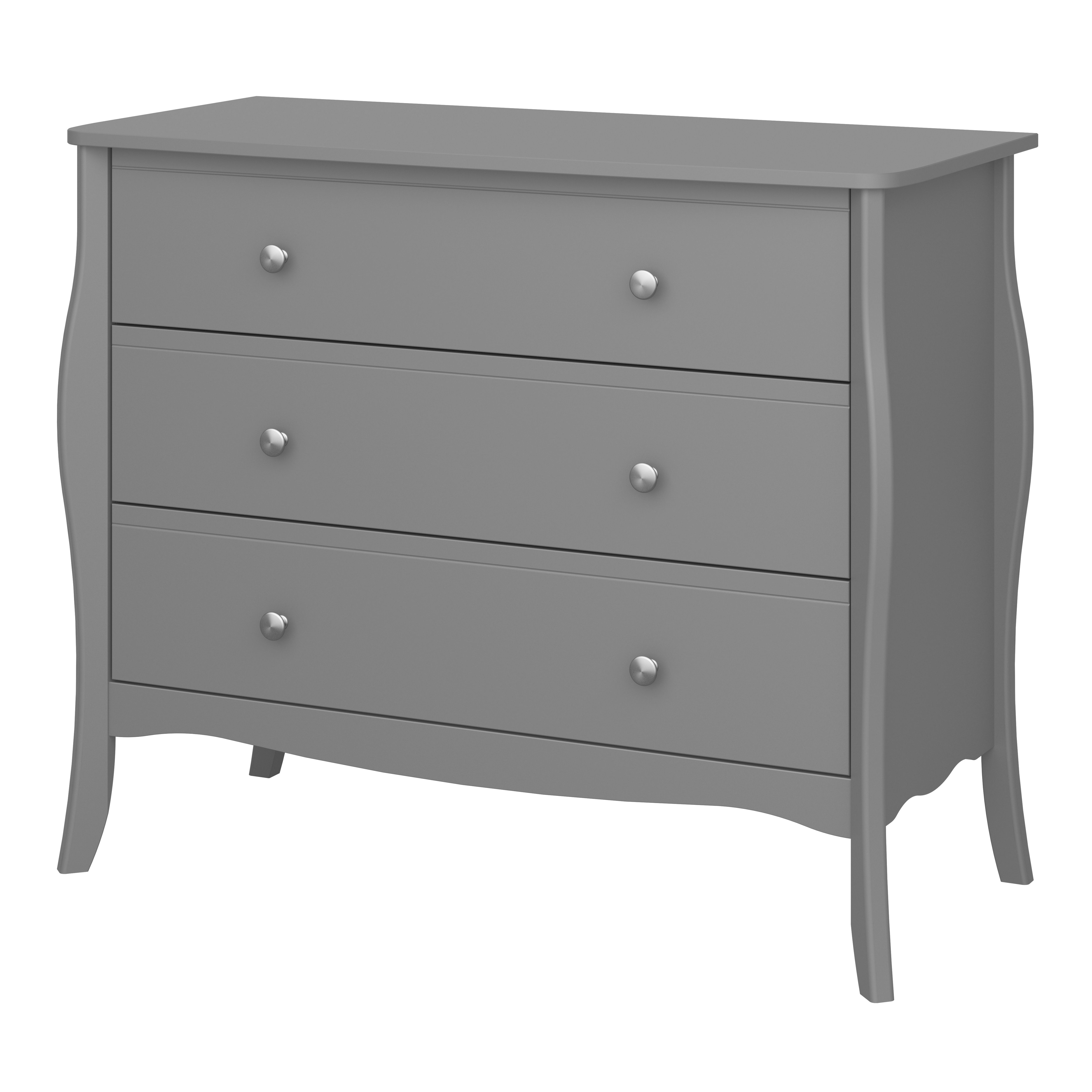 Lautner Satin grey MDF & pine 3 Drawer Wide Chest of drawers (H)800mm (W)965mm (D)450mm