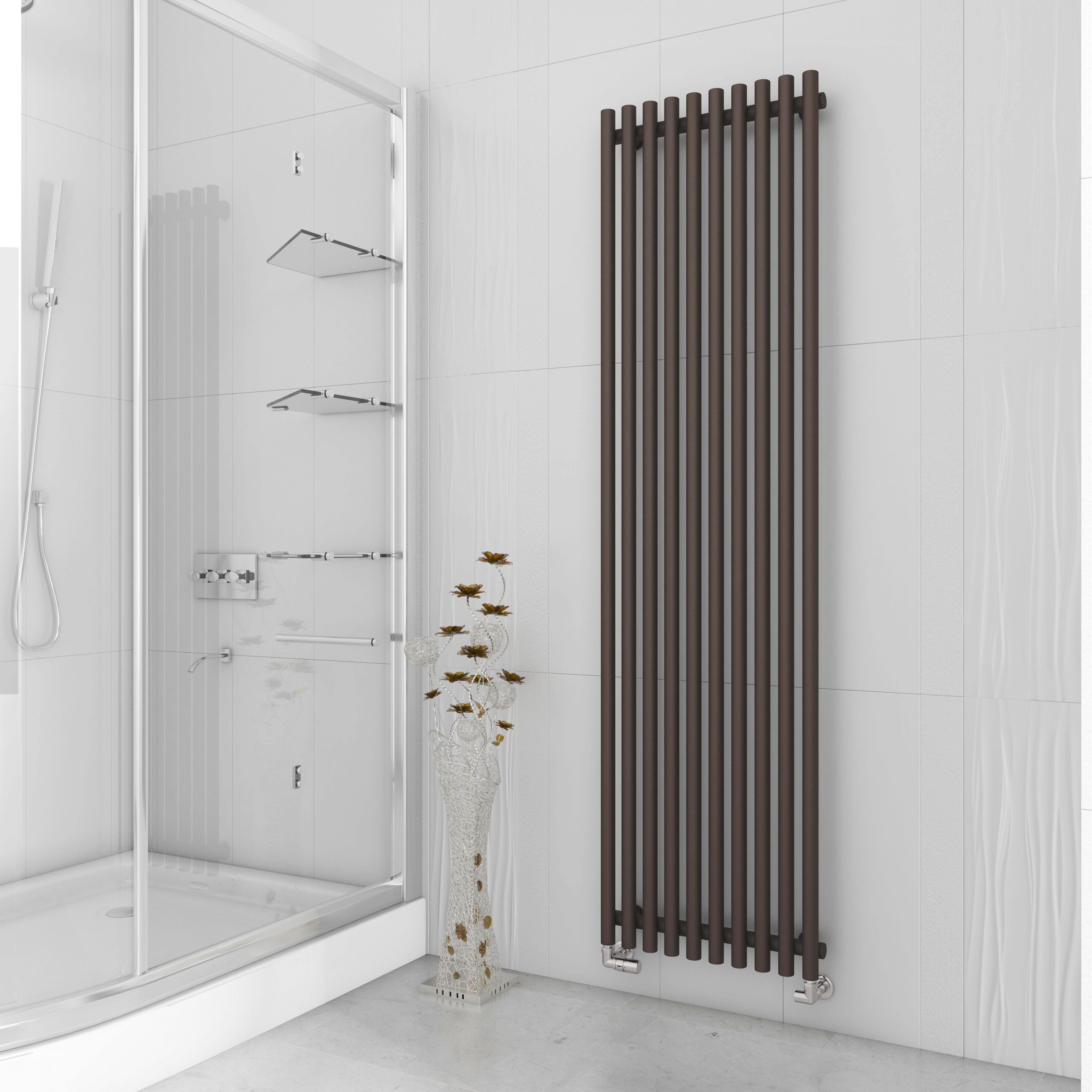 Terma Tune Vertical Radiator Noble brown Textured (H)1800 mm (W)490 mm Departments DIY at B&Q