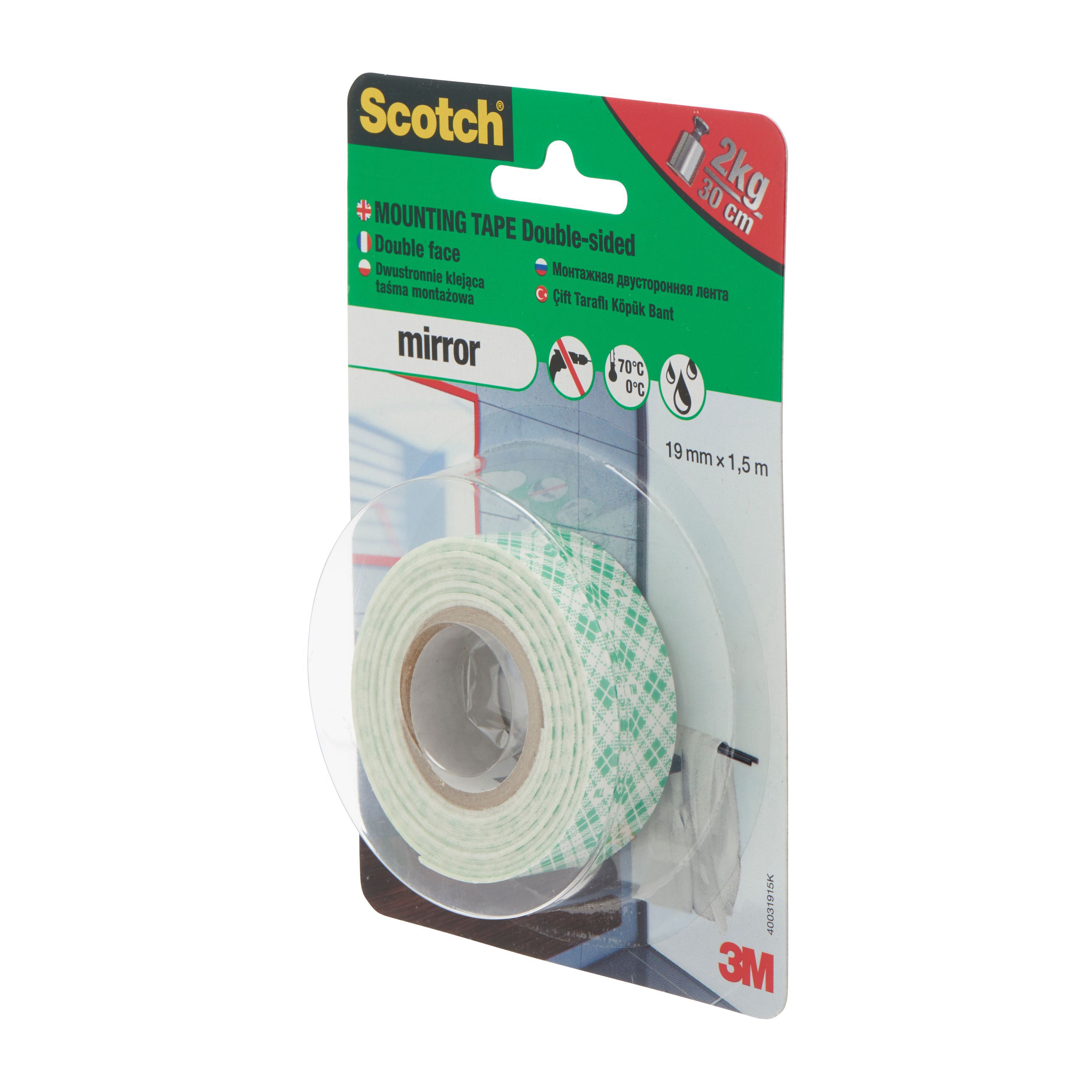 5902658096129 SCOTCH MIRROR MOUNTING TAPE 1.5MX19MM Departments DIY