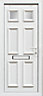 6 panel Frosted Glazed White Left-hand External Front Door set, (H)2055mm (W)840mm