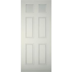 6 panel Frosted Glazed White LH & RH External Front door, (H)1981mm (W)762mm