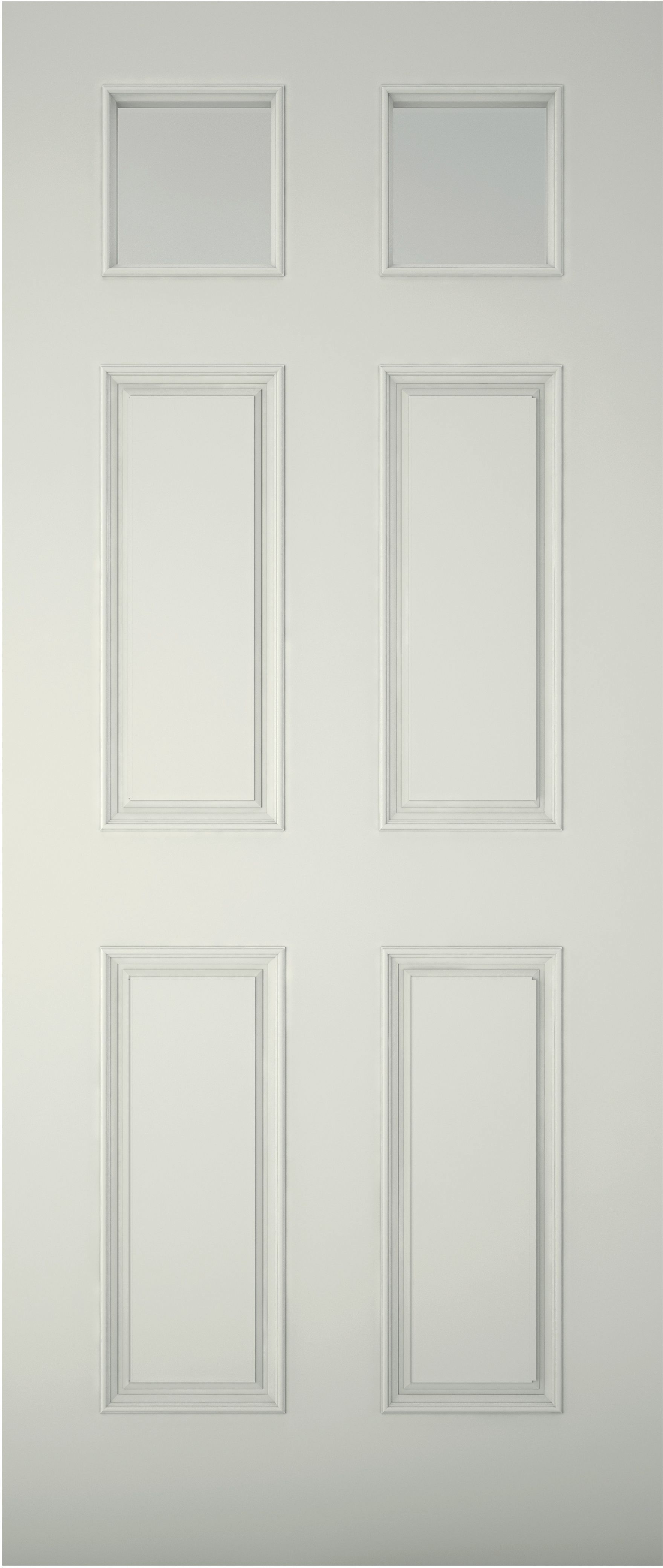 6 panel Frosted Glazed White LH & RH External Front Door set, (H)2074mm (W)856mm