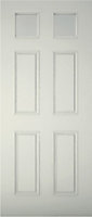 6 panel Frosted Glazed White LH & RH External Front Door set & letter plate, (H)2074mm (W)856mm