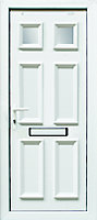 6 panel Frosted Glazed White Right-hand External Front Door set, (H)2055mm (W)840mm