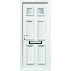 6 panel Frosted Glazed White Right-hand External Front Door set, (H)2055mm (W)840mm