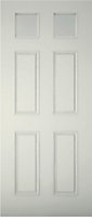 6 panel Frosted Glazed White Wooden External Panel Front door, (H)1981mm (W)762mm