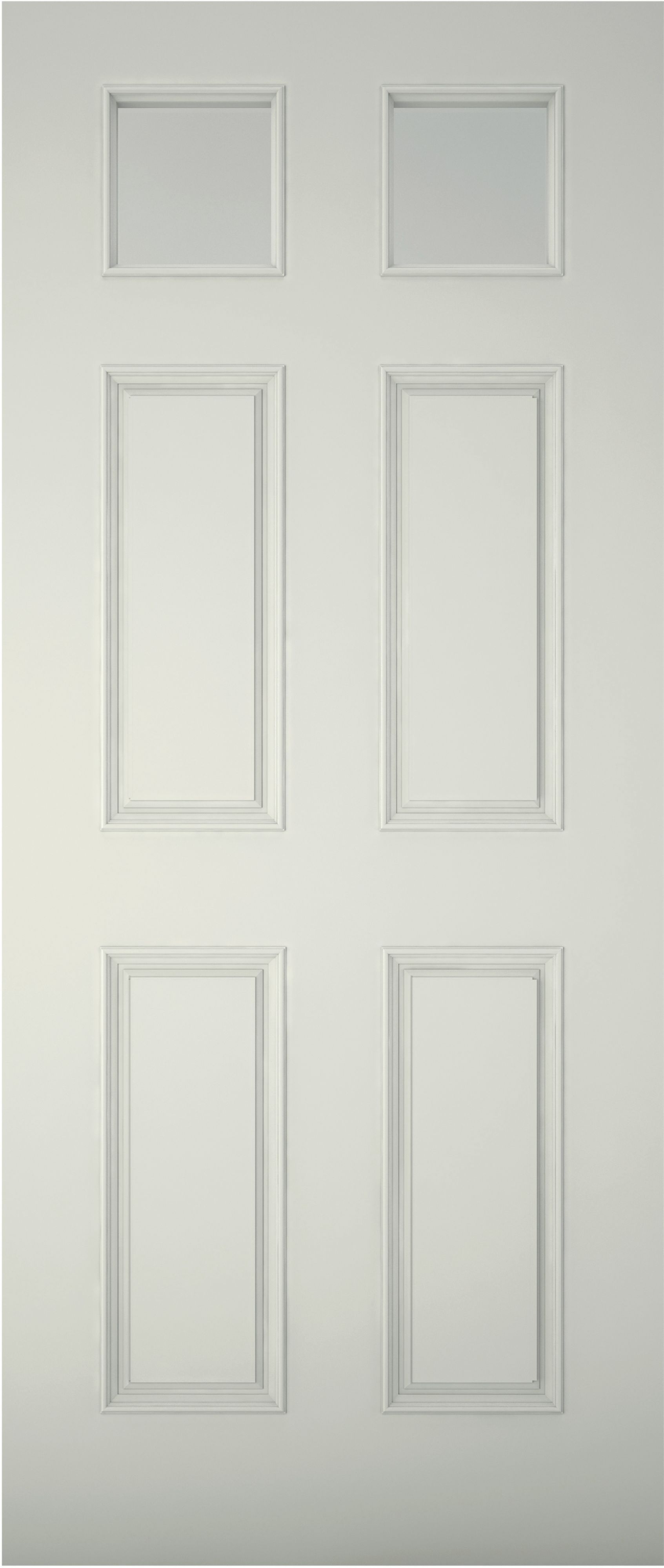 6 panel Frosted Glazed White Wooden External Panel Front door, (H)1981mm (W)762mm