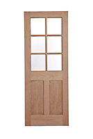 6 panel Patterned Glazed Internal Door, (H)1981mm (W)762mm (T)35mm