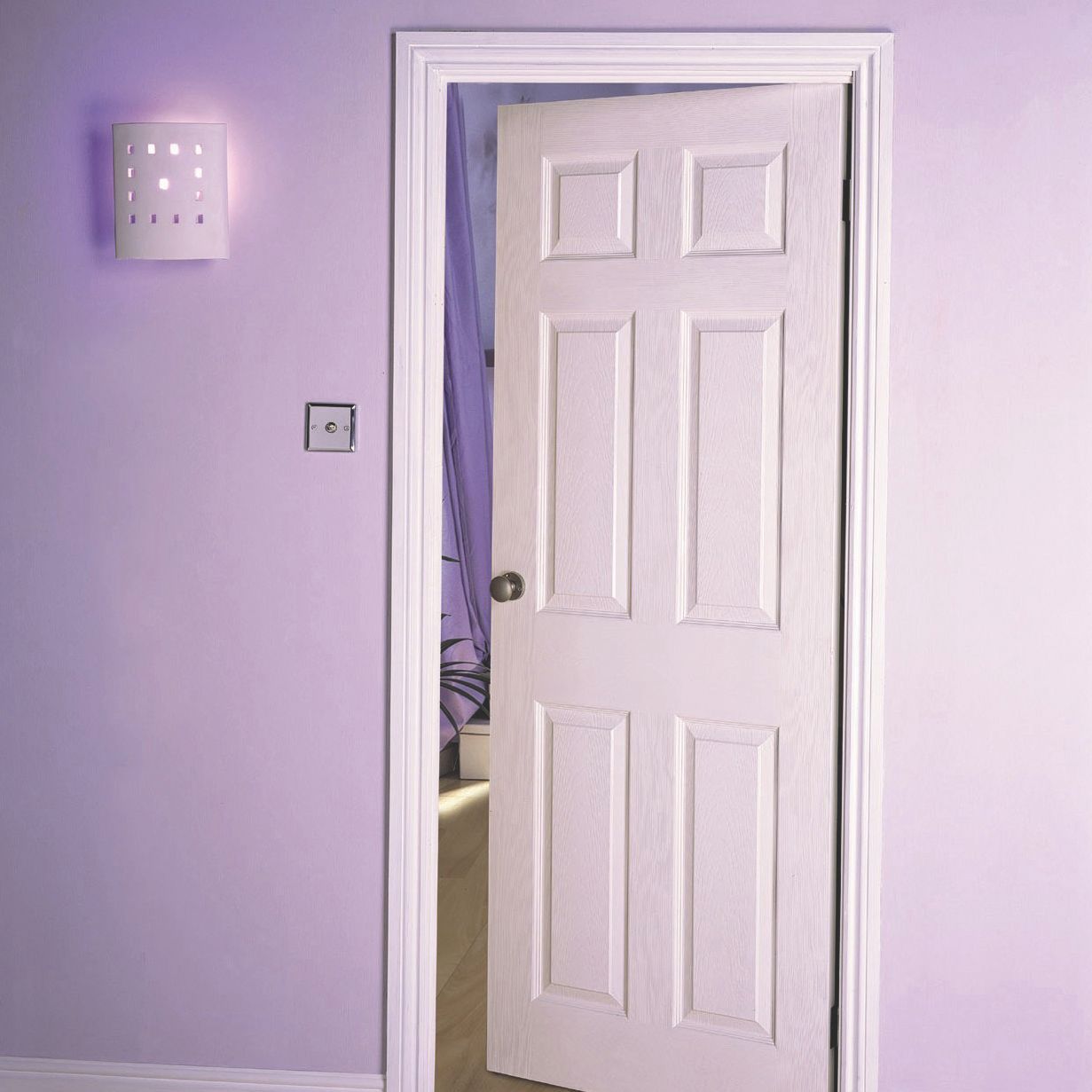 6 panel Unglazed Contemporary White Internal Door, (H)1981mm (W)762mm (T)35mm