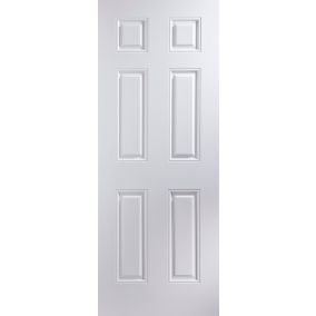 6 panel Unglazed Contemporary White Internal Door, (H)2040mm (W)726mm (T)40mm