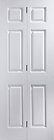 6 panel Unglazed Contemporary White Woodgrain effect Internal Bi-fold Door set, (H)1950mm (W)595mm