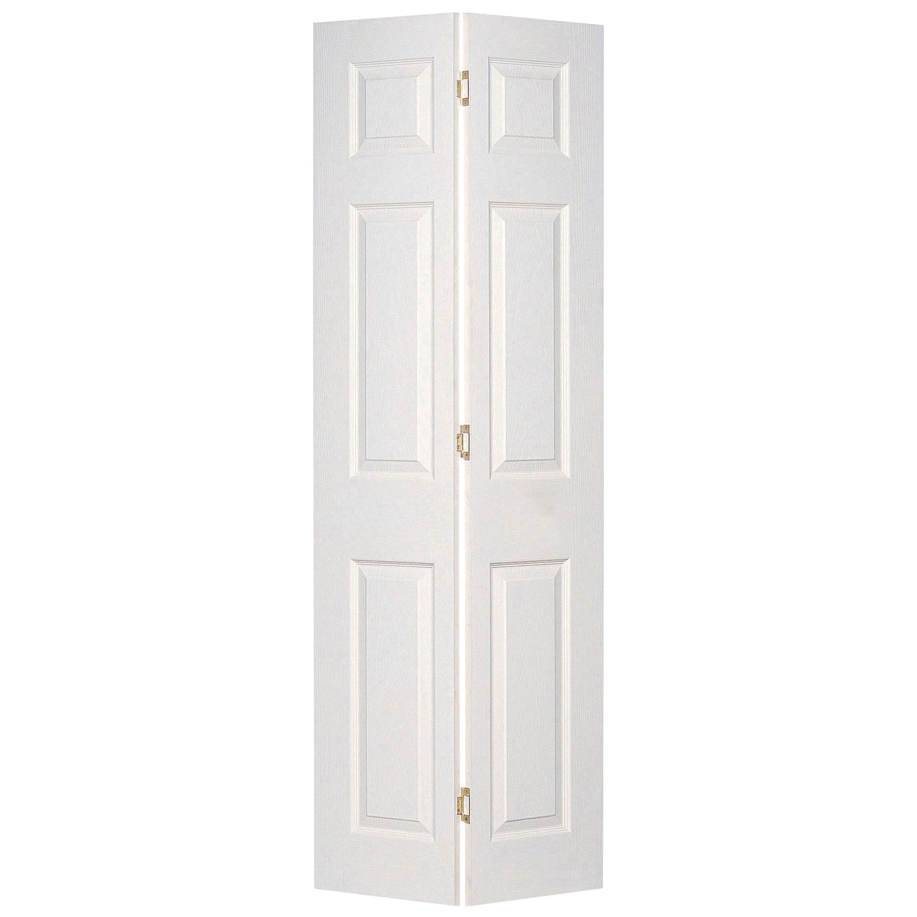 6 panel Unglazed Contemporary White Woodgrain effect Internal Bi-fold Door set, (H)1950mm (W)826mm