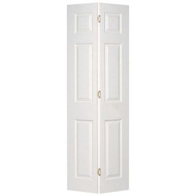 6 panel Unglazed Contemporary White Woodgrain effect Internal Bi-fold Door set, (H)1950mm (W)826mm
