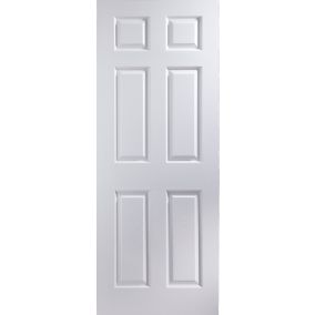 6 panel Unglazed Contemporary White Woodgrain effect Internal Door, (H)1981mm (W)457mm (T)35mm