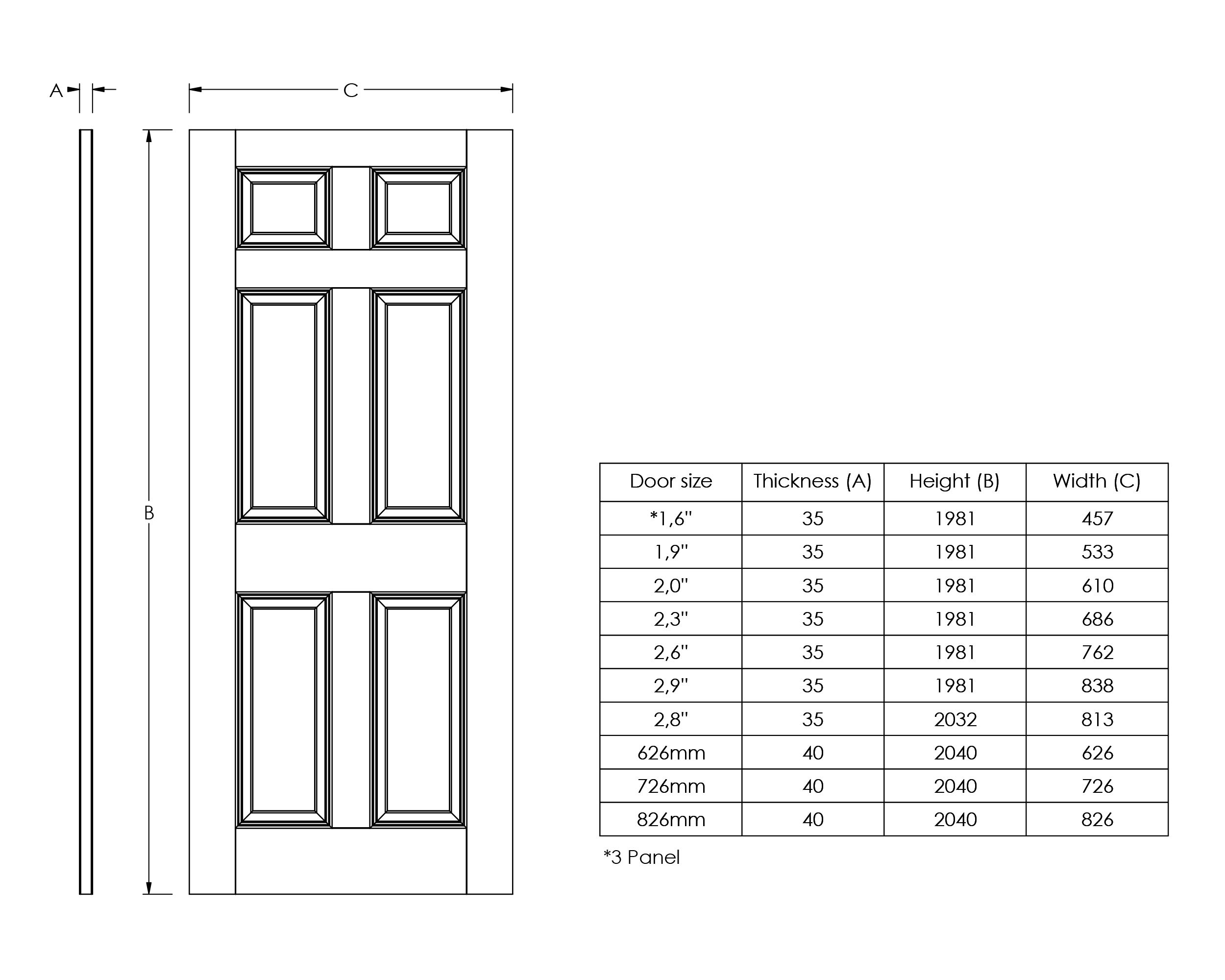 6 panel Unglazed Contemporary White Woodgrain effect Internal Door, (H)1981mm (W)457mm (T)35mm