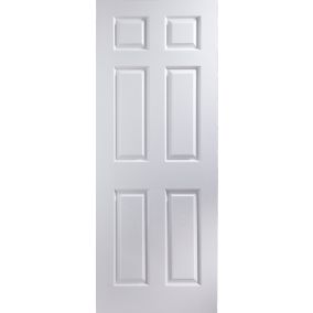 6 panel Unglazed Contemporary White Woodgrain effect Internal Door, (H)1981mm (W)686mm (T)35mm